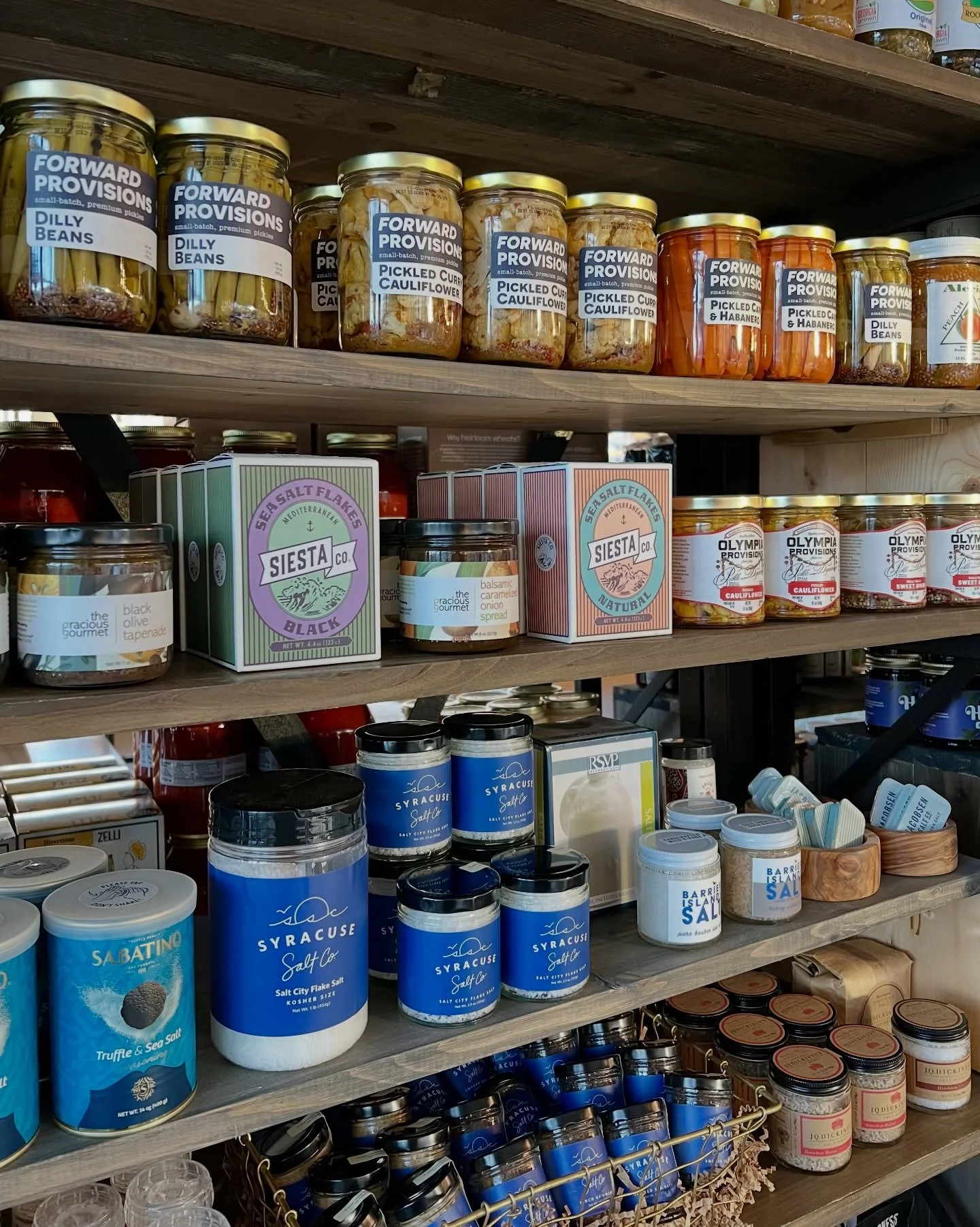 The pantry shelves at Star Provisions are lined with all kinds of salts and pickles &mdash; Playing a big role in cooking by creating flavor, texture and balance!