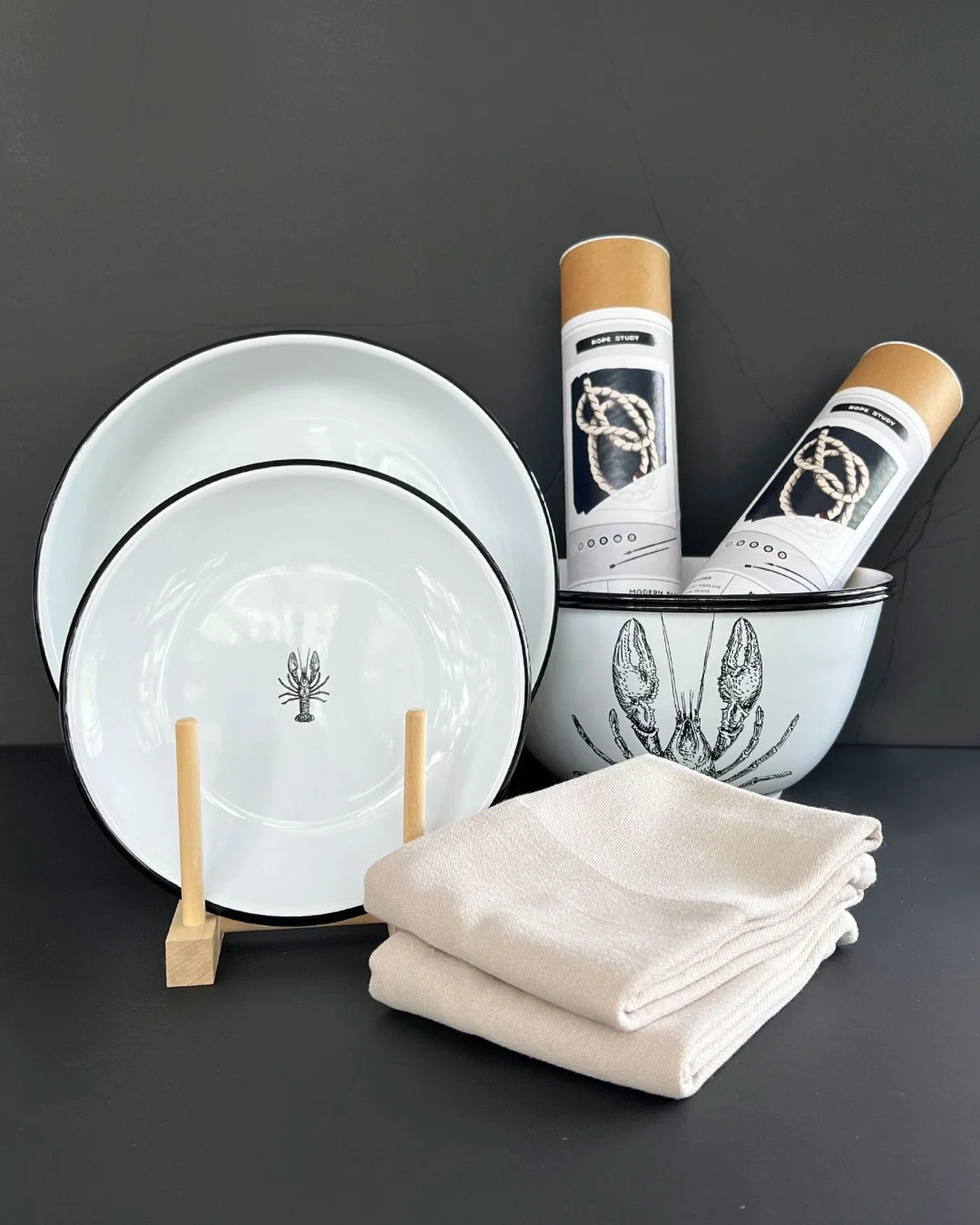 Lobster themed, enamel dishes &amp; serving trays for the summer season ahead ..