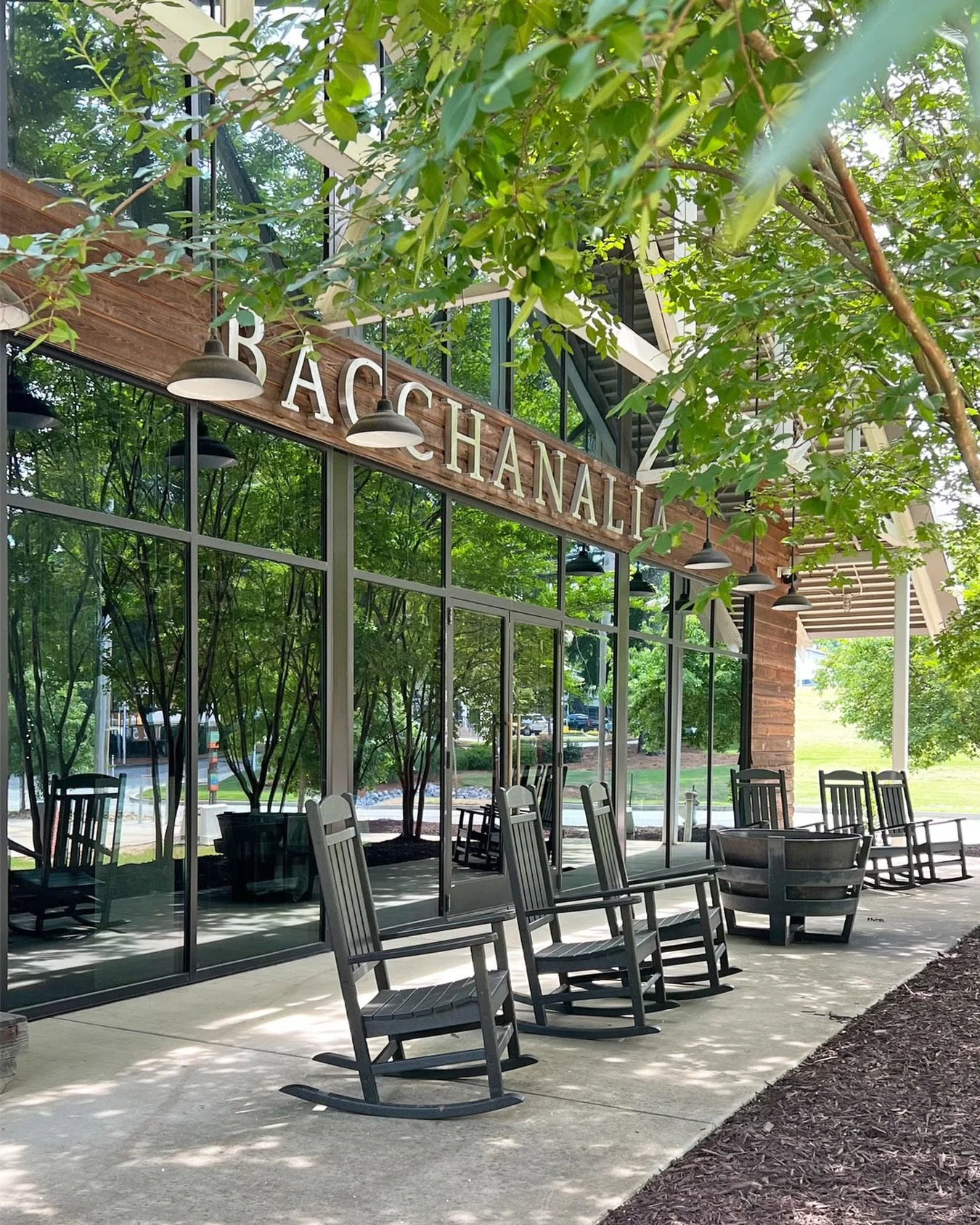The exterior of Bacchanalia and a nod to southern charm.