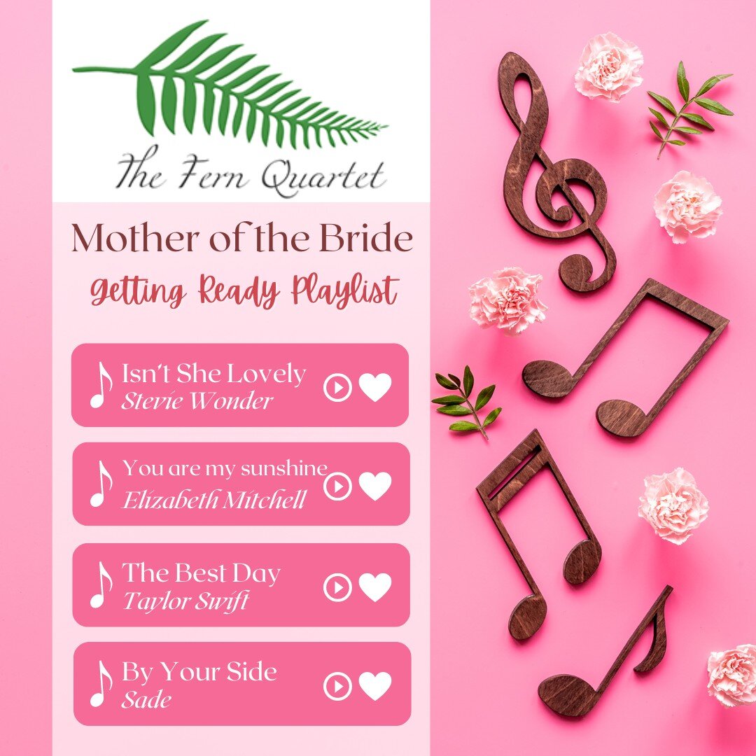 Tuesday Tunes! 
We are compiling some fun Playlist ideas for the various members of the wedding party. Today, it is the Mother of the Brides' turn. See below some of our ideas. What would you add to her &quot;getting ready&quot; playlist?
