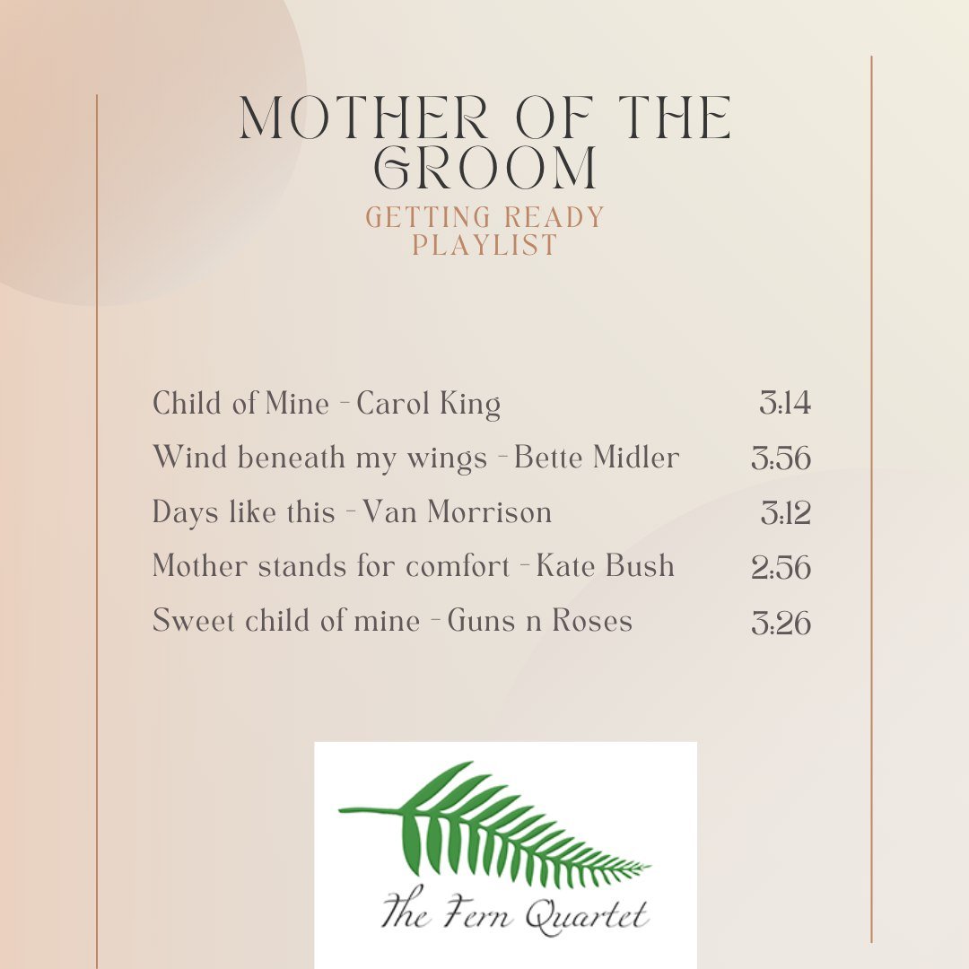 Tuesday Tunes!
We are compiling some fun Playlist ideas for the various members of the wedding party. Today, it is the Mother of the Groom's turn. While you getting your hair &amp; makeup done and fixing that hat, have a listen to these ideas. What w