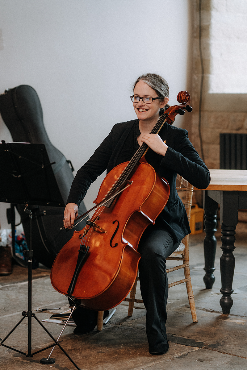 Cellist Fionnuala performs at The Arches, Dean Clough as part of The Fern String Quartet