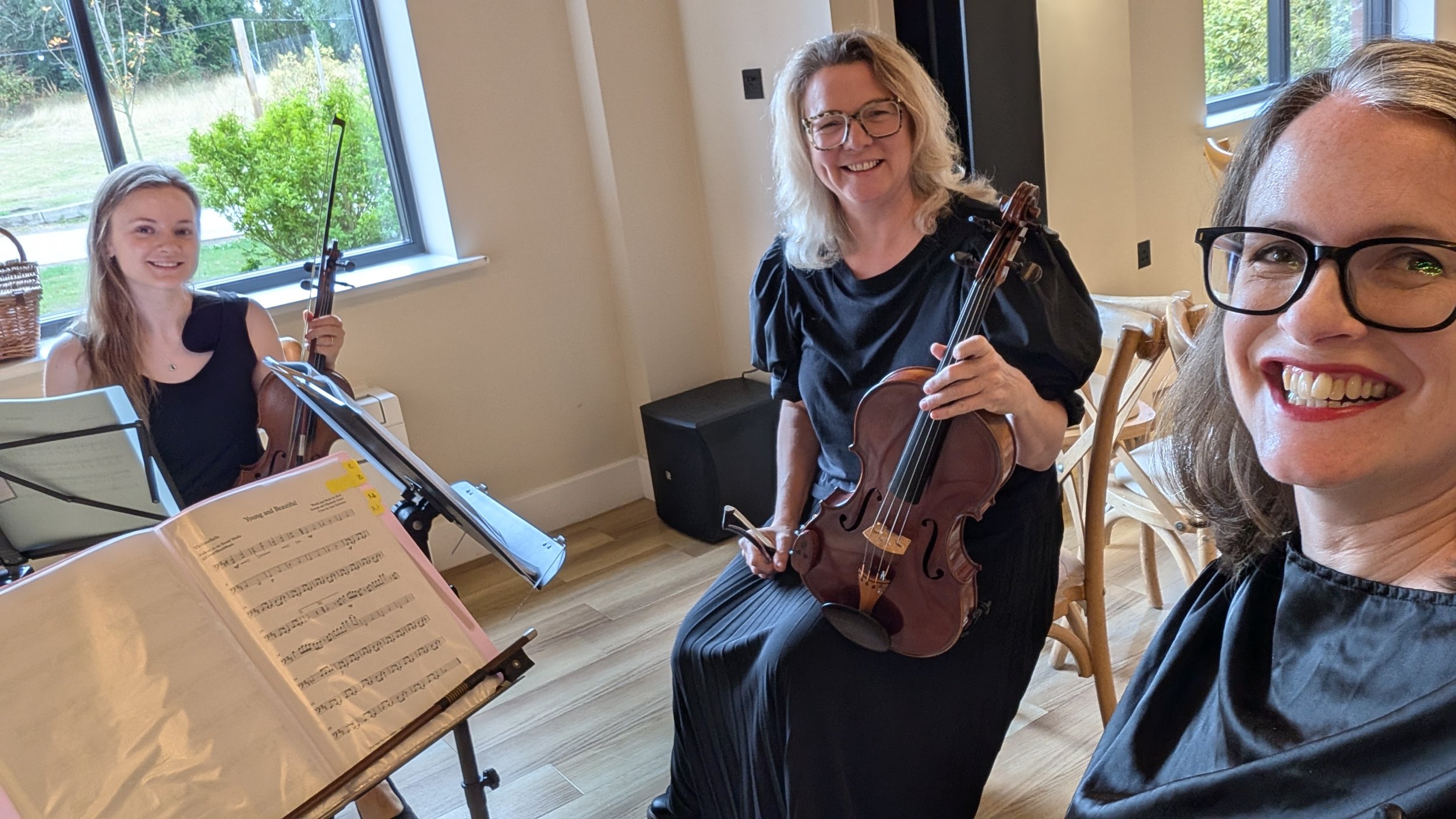 The Fern Quartet string trio after performing at Whistle Barns