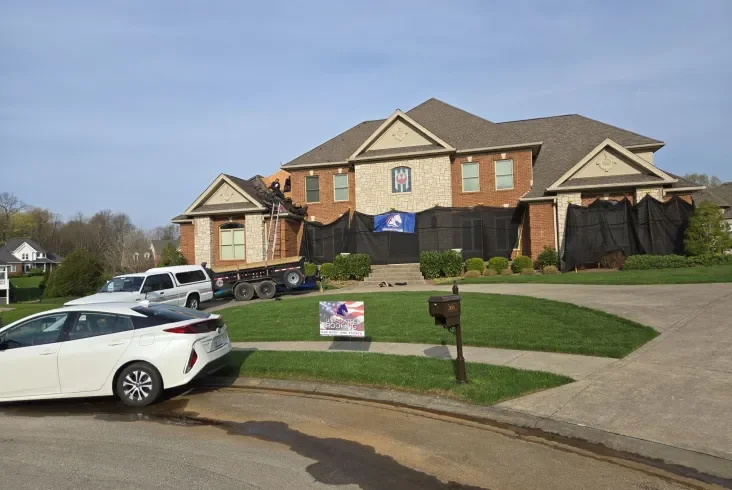 Large home with new roofing in New Albany, IN.
