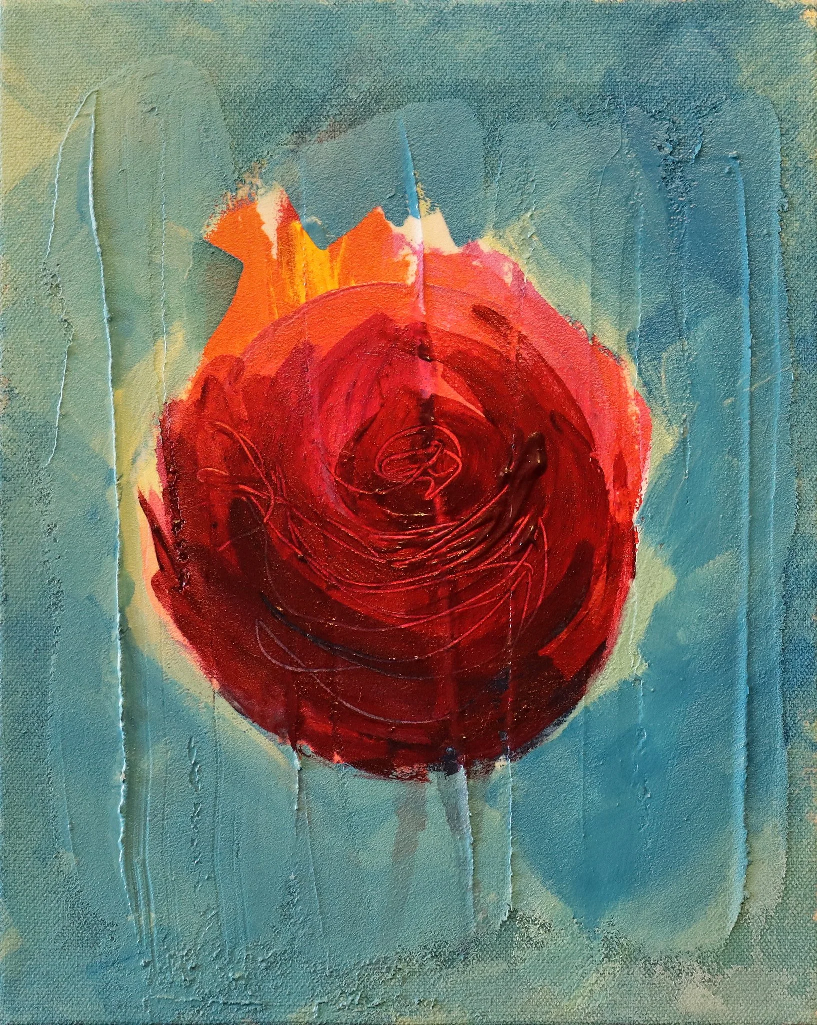Untitled (Rose) 2025 / Acrylic and Chalk on Canvas / 10” x 8” (25 x 20 cm)