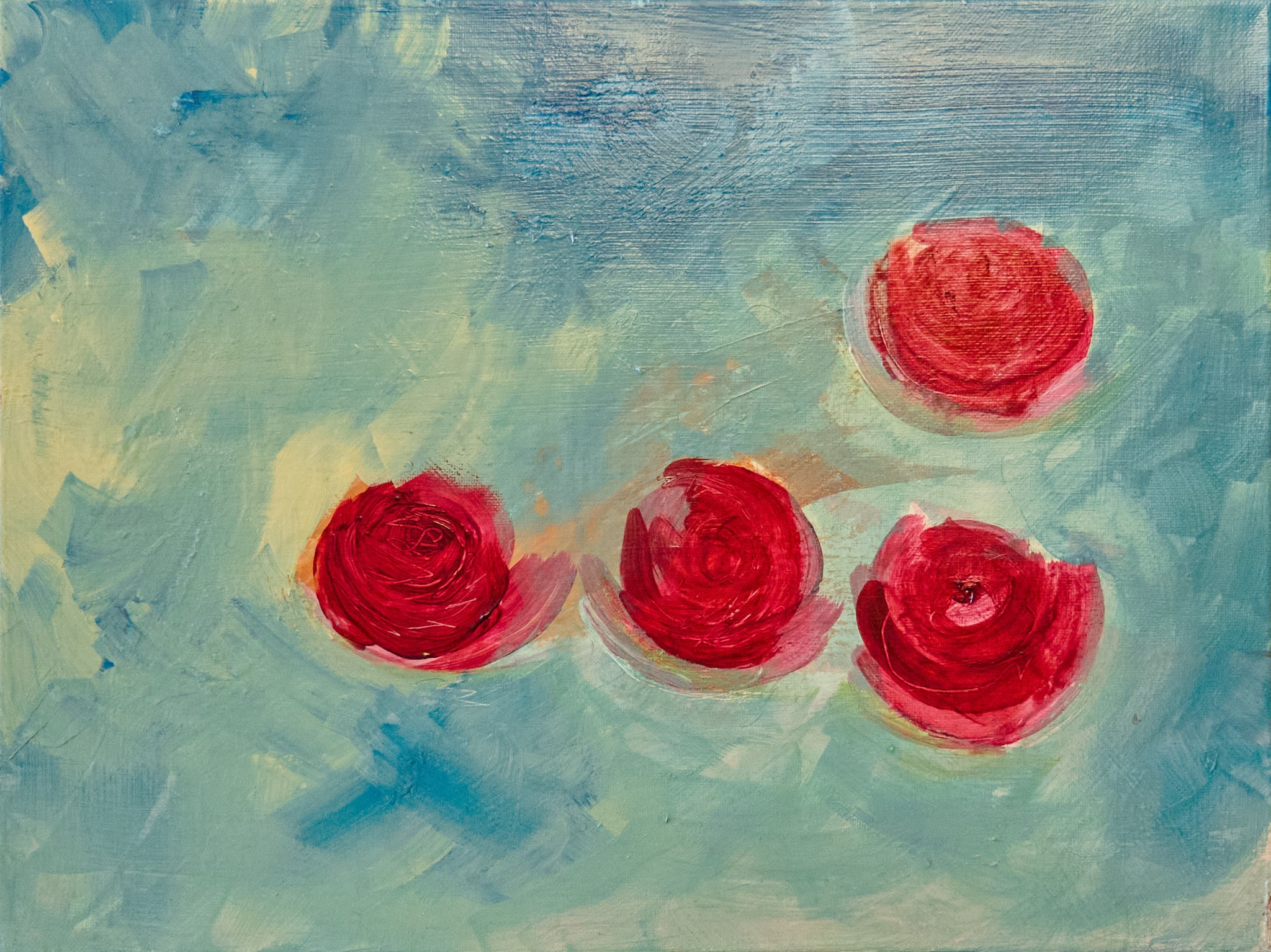 Untitled (Roses) 2025 / Acrylic and Chalk on Canvas / 12” x 16” (30.5 x 40.5 cm)