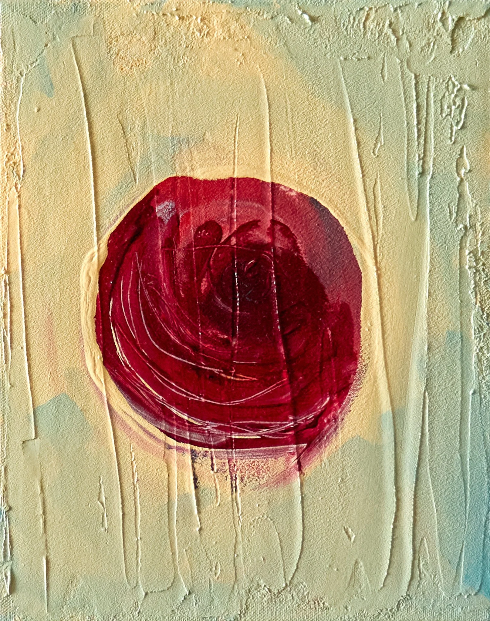 Untitled (Rose) 2025 / Acrylic and Chalk on Canvas / 10” x 8” (25 x 20 cm)