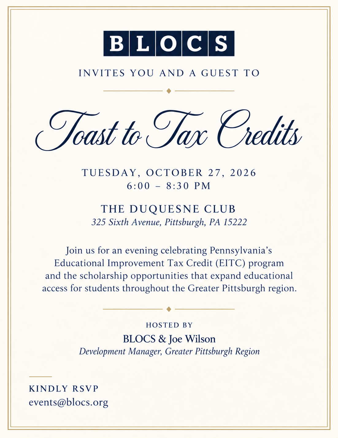 Toast to Tax Credits-Pittsburgh