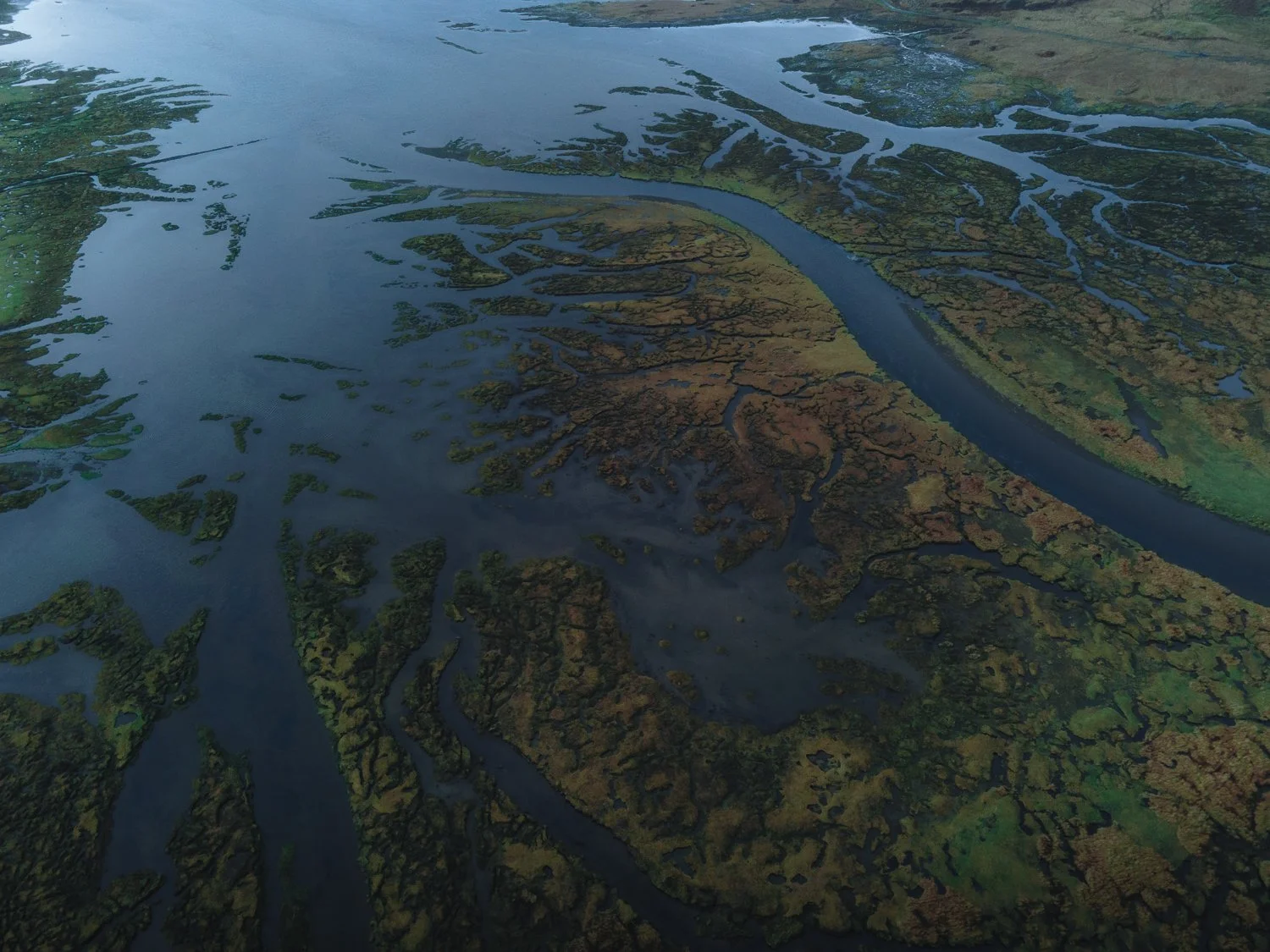 Vast landscape of river delta on the Isle of Mull.