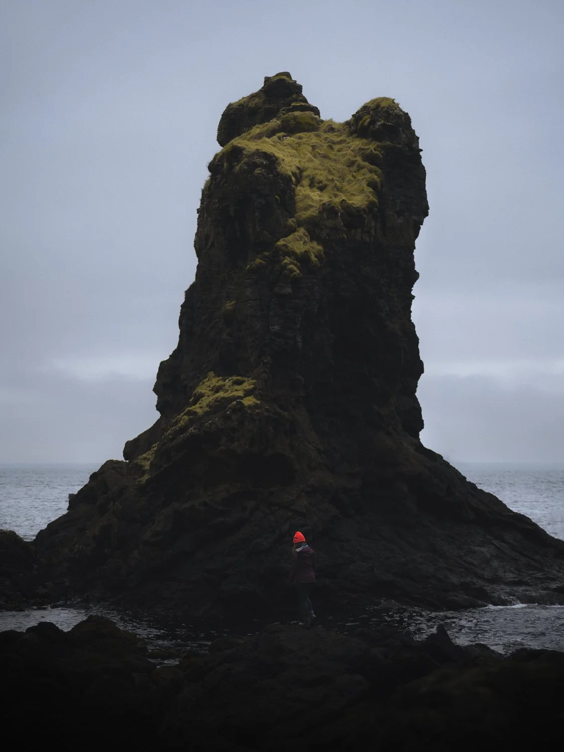 A large sea stack on the Isle of Mull.