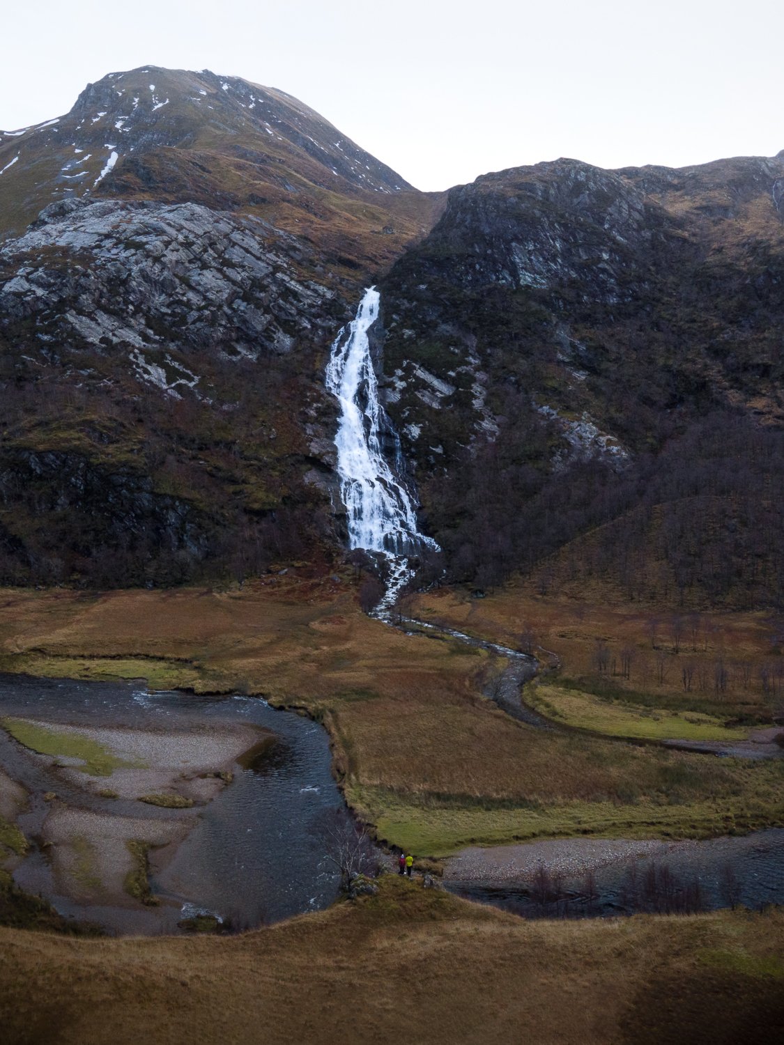 A scenic aerial view of Steall Falls near Fort William.