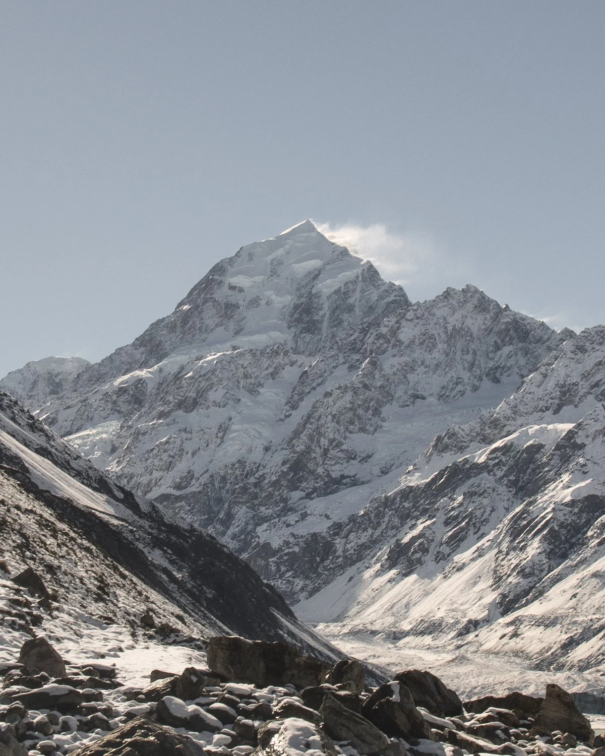 A panoramic view of mount Cook in New Zealand.