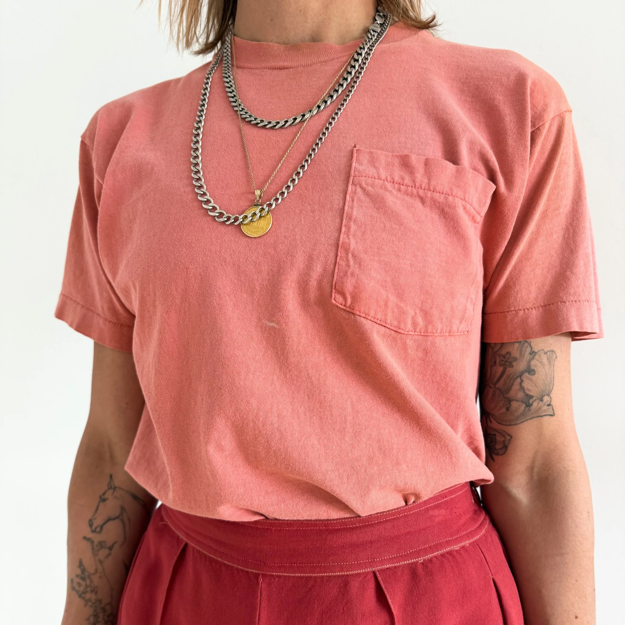 Pink Selvedge Pocket Tee