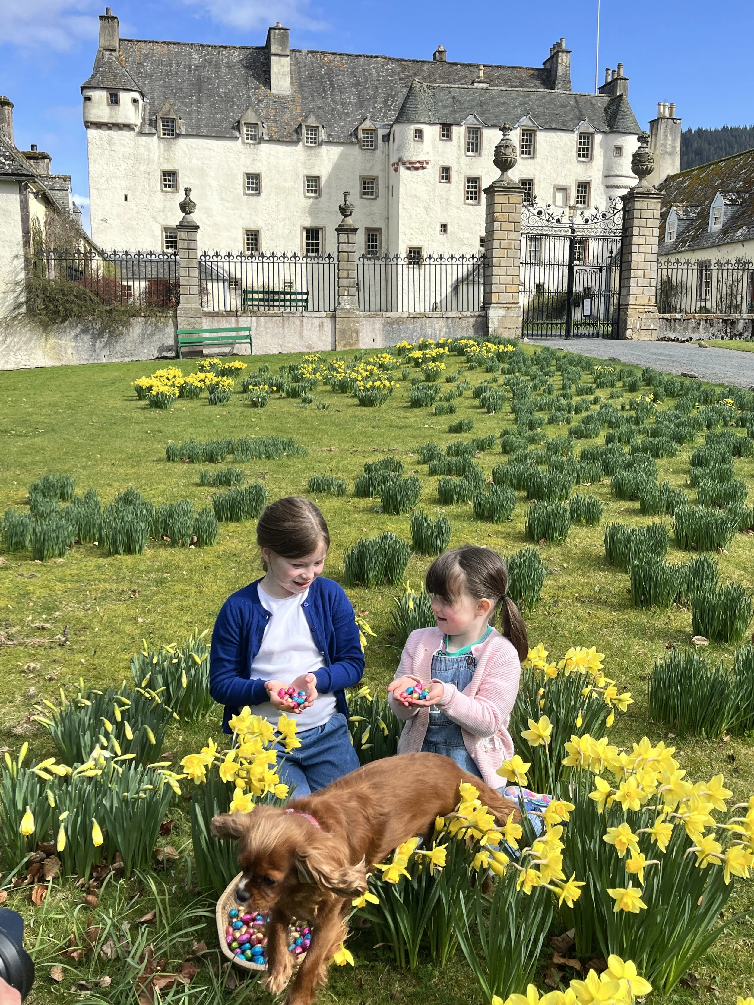I got chosen to be in the newspaper for Traquair Easter trail (with Moira and Daphne the Traquair dog!)
