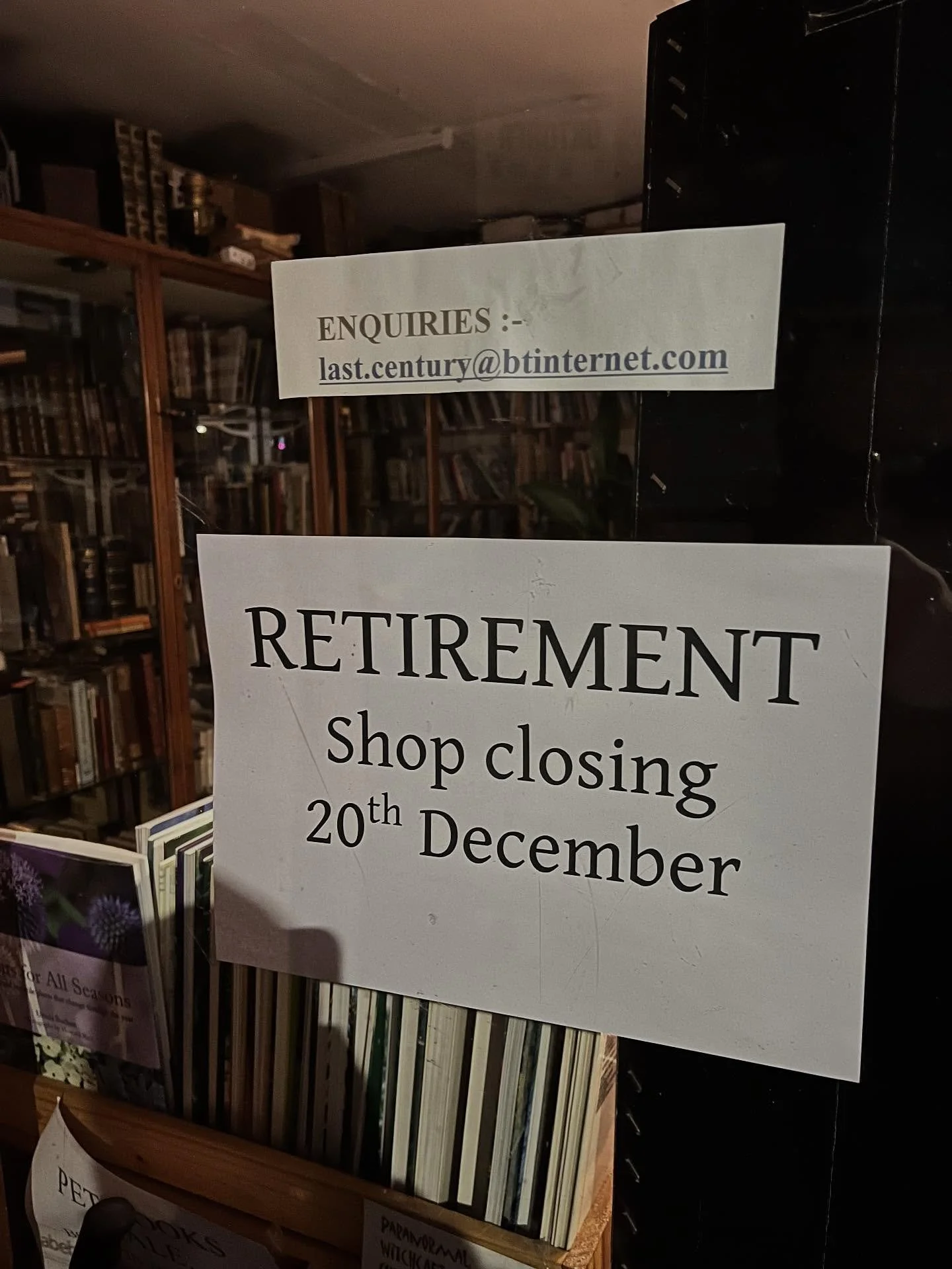 Innerleithen loses its bookshop on 20 December, after 27 years trading. 

This diminishes us, greatly. 

A few months to enjoy the packed shelves of Last Century Books, and boost Keith &amp; Gill&rsquo;s retirement fund. 📚 

#bookshop #booksbooksboo