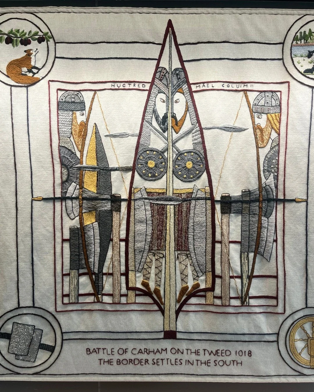 The Battle of Carham

In 1018, near the banks of the River Tweed, the Kingdom of Scotland under M&aacute;el Coluim II and the Kingdom of Strathclyde led by Owain Foel joined forces to face Uhtred of Bamburgh&rsquo;s Anglian Northumbrians at Carham. T