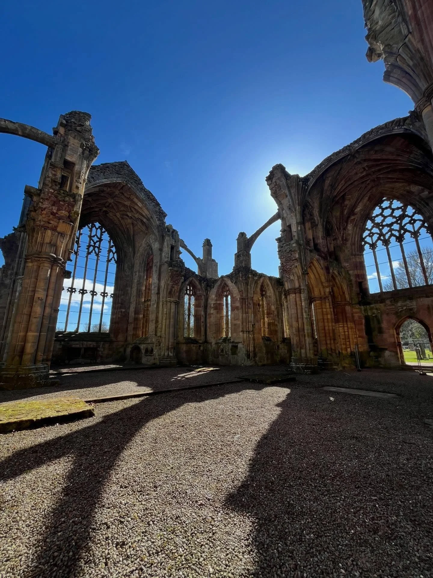 Melrose Abbey looking glorious in the sun today and, yes, most of the fences are down 🙌

The doors to the church have been locked for many years due to masonry safety work, and today was the first time I&rsquo;d been inside since long before Covid. 