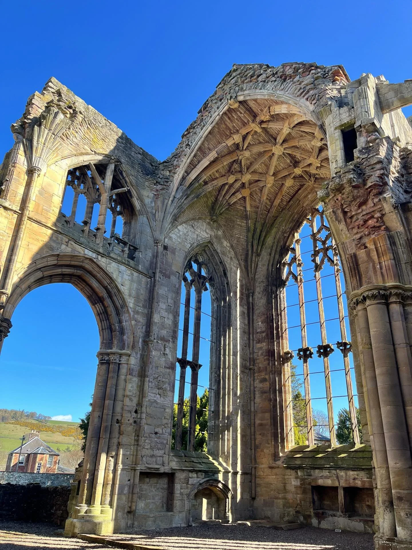 Melrose Abbey is a place where being shattered by war, reformation and time doesn&rsquo;t dim its beauty, in fact if anything it reveals it more.

Is it any wonder so many have fallen under its enduring spell, especially under a blue sky&hellip;