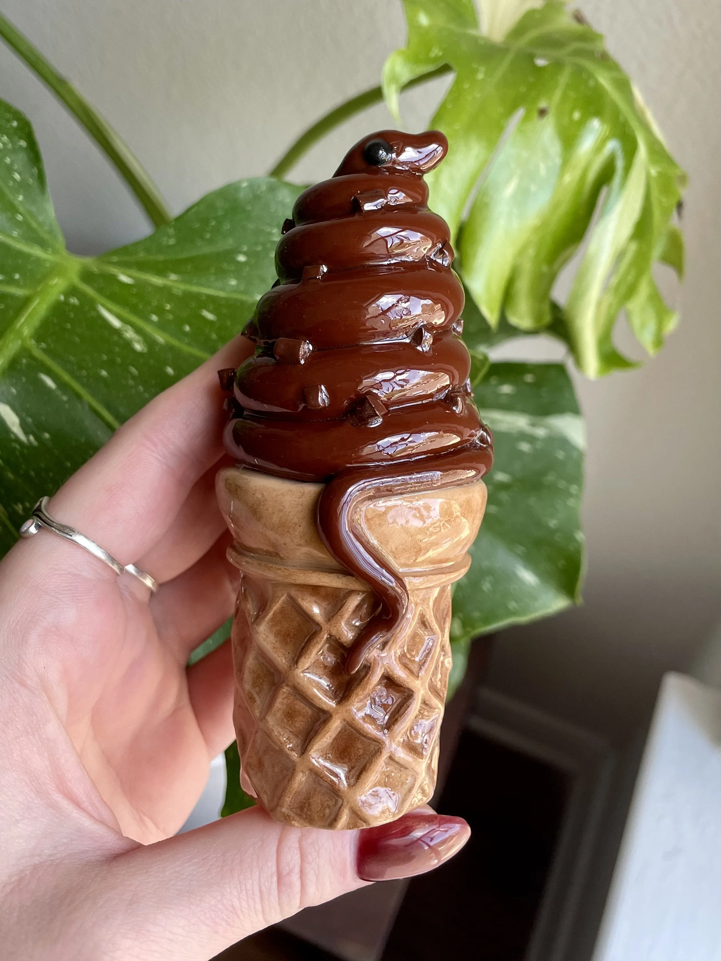 Chocolate Chunk - Icecream Cone Snake - Sculpture