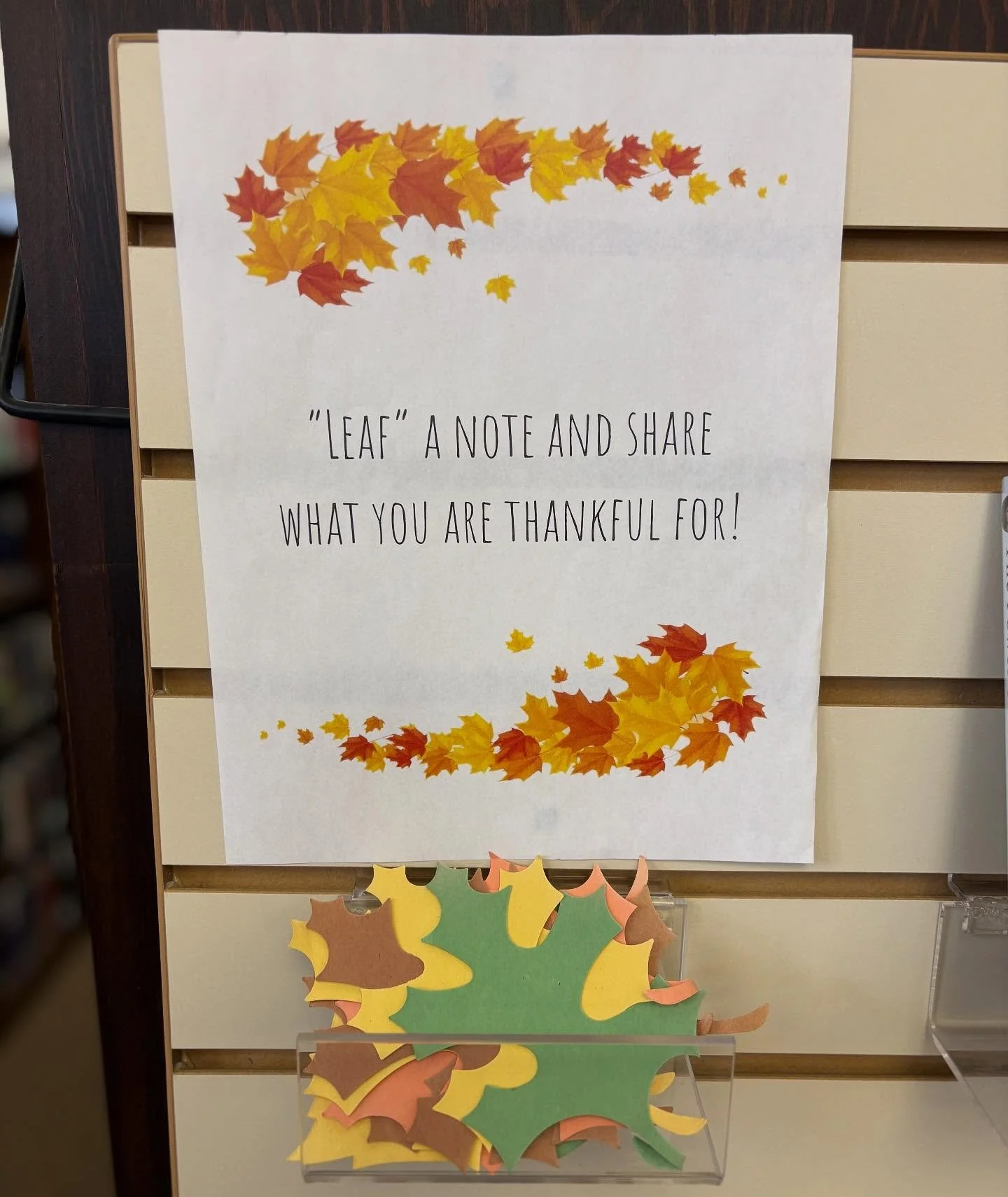 ~Thankful~

Day 4

Thankful for gratitude and sharing. Please #stopby the #fortbentonlibrary sometime this month and &ldquo;leaf&rdquo; us a note for what you are thankful for. 

#thankful #gratitude #thanksgiving #november #fortbentonlibrary #fortbe