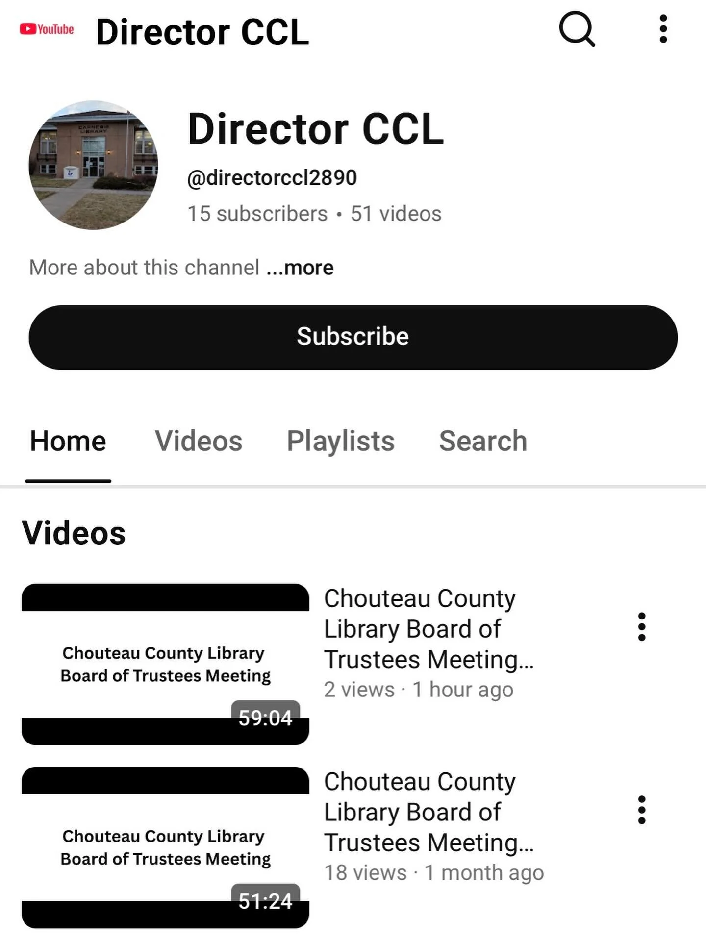 ~Wonder Wednesday~

Do you wonder where or how to watch the Chouteau County Library Board of Trustees meetings?

#checkout the Chouteau County Library&rsquo;s YouTube channel! Find recordings all the way back to 2023. 

If you have any questions, ple