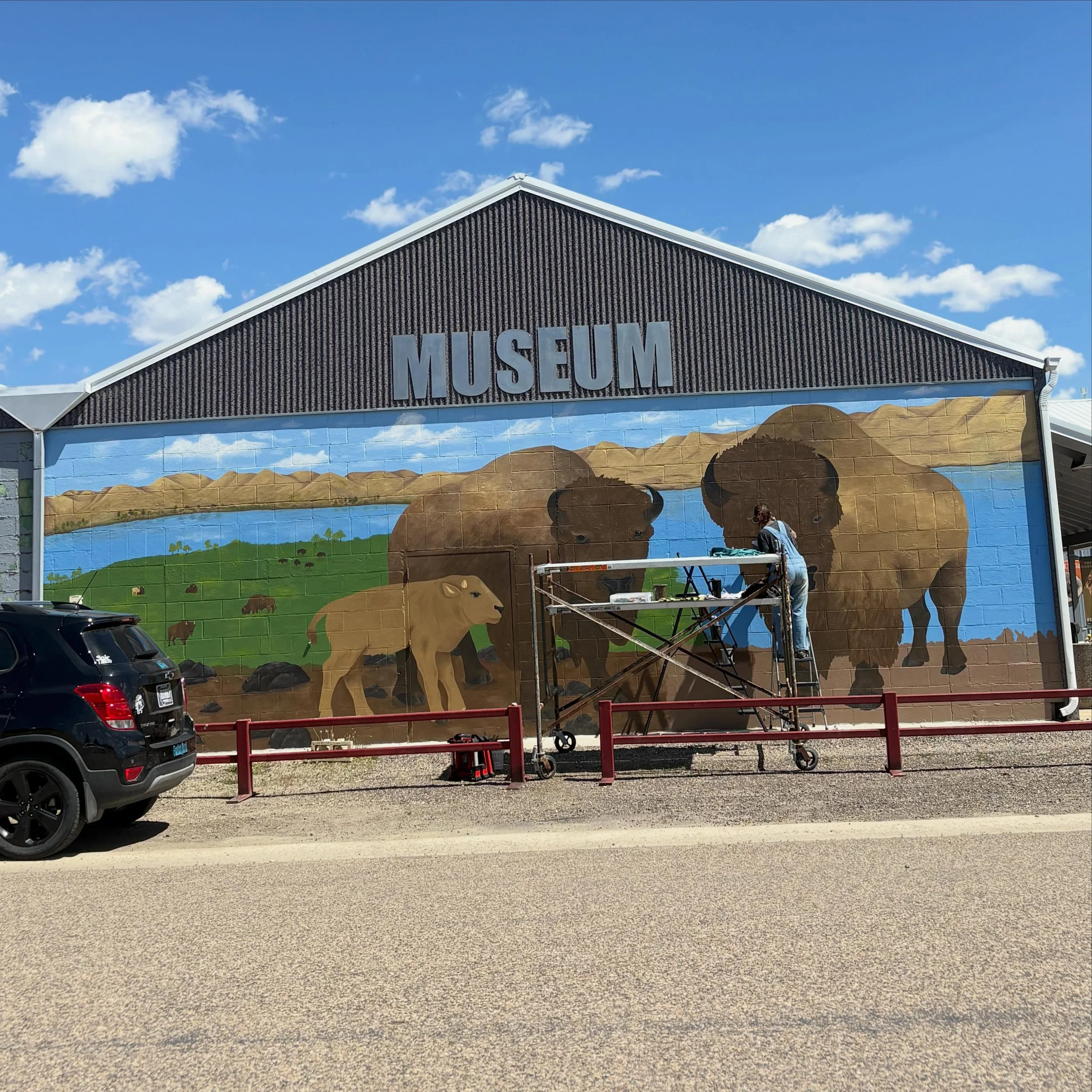 ~Fort Benton Friday~

A new mural is going up at the @fortbenton.museums / Ag Museum! @ladyrobertson80 has already spent 81+ hours working on the Smithsonian Hornaday Bison Mural.

The scene includes Aakii Nato&rsquo;si (life giver/the mother) with A