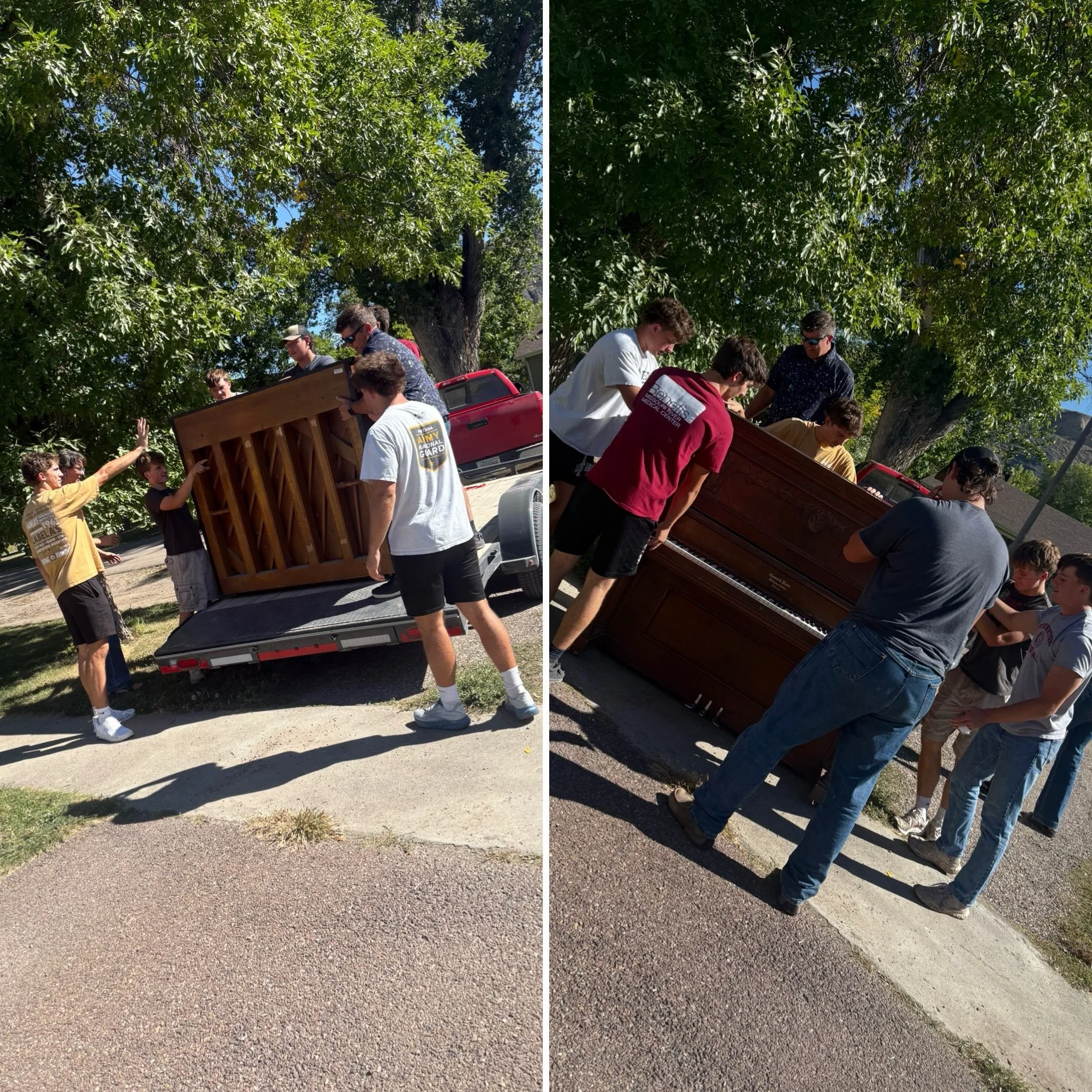 ~Fort Benton Friday~

Longhorns are helpful! Coach Wellman and a handful of Longhorn football players volunteered on a day off from school to move two pianos for local folks. #longhornpride

#fortbentonfriday #fortbentonlonghorns #fortbentonhighschoo