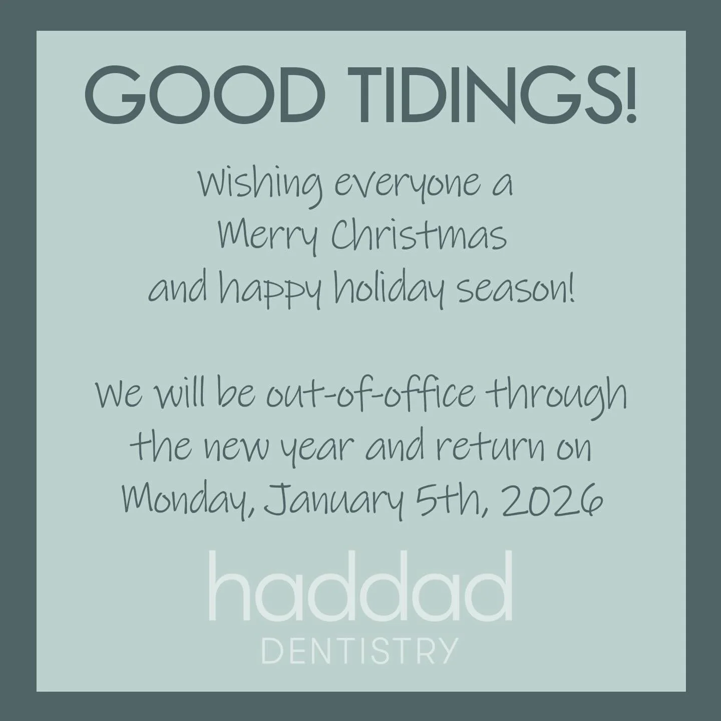 Merry Christmas! All the best to our wonderful patients and colleagues. We&rsquo;ll be winding down the year with friends and family, and ready to return on Monday January 5th! 🎄🧑&zwj;🎄

Should any concerns arise, please do call our office or text