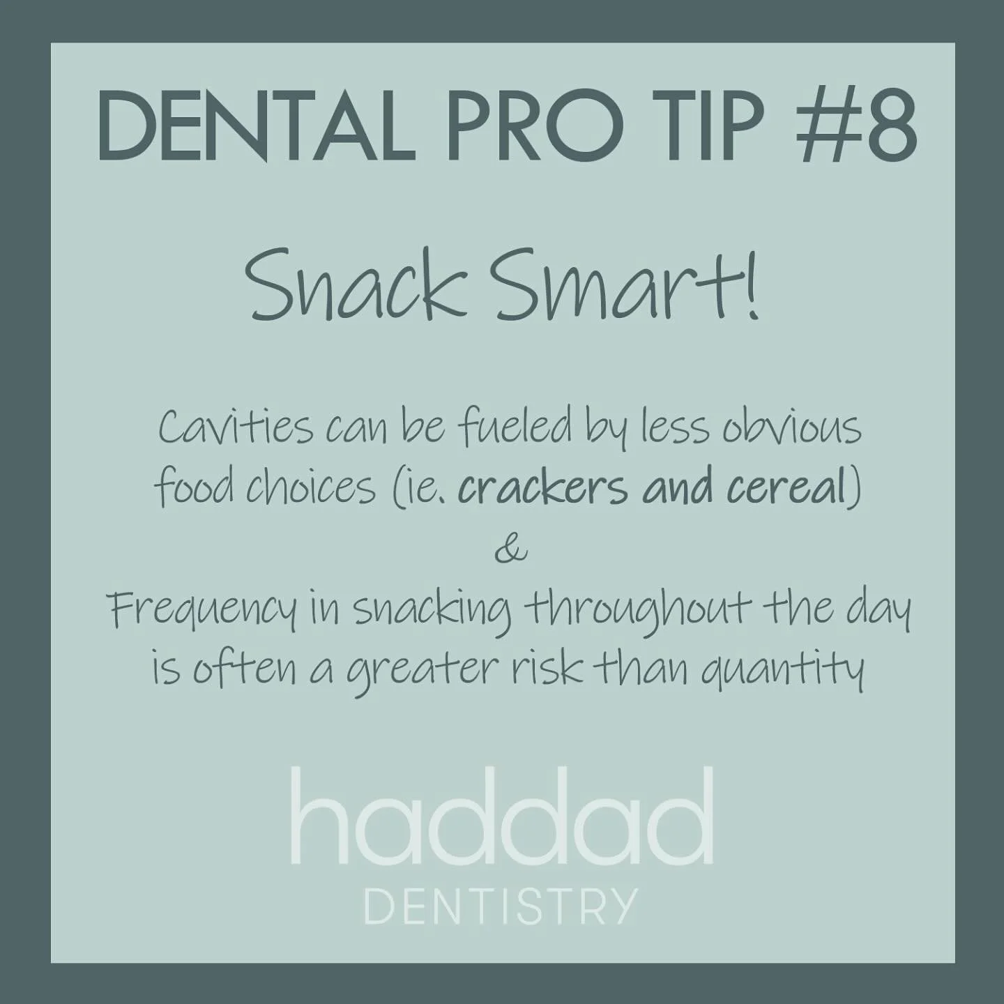 It&rsquo;s not always candy and pop! 

Especially for younger kids, be mindful of snacks like Goldfish crackers, cereal, and other processed foods that linger on the chewing surfaces of teeth. Sticky carb-rich snacks break down to become sugar, and t