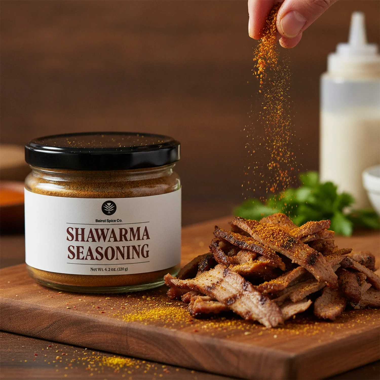 Lebanese shawarma seasoning on beef