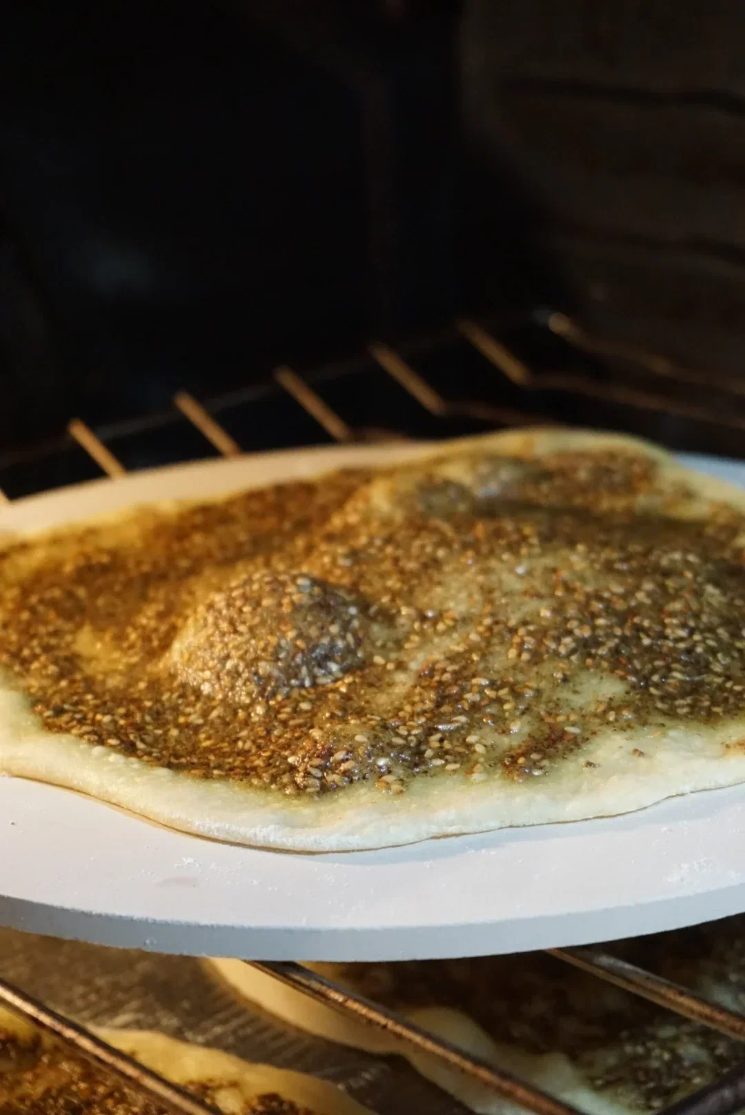 Traditional Lebanese manoushe with zaatar topping