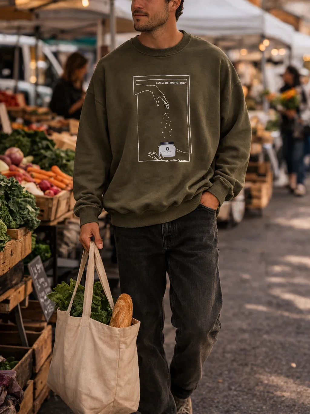 Beirut Spice Co sweatshirt merchandise at the market