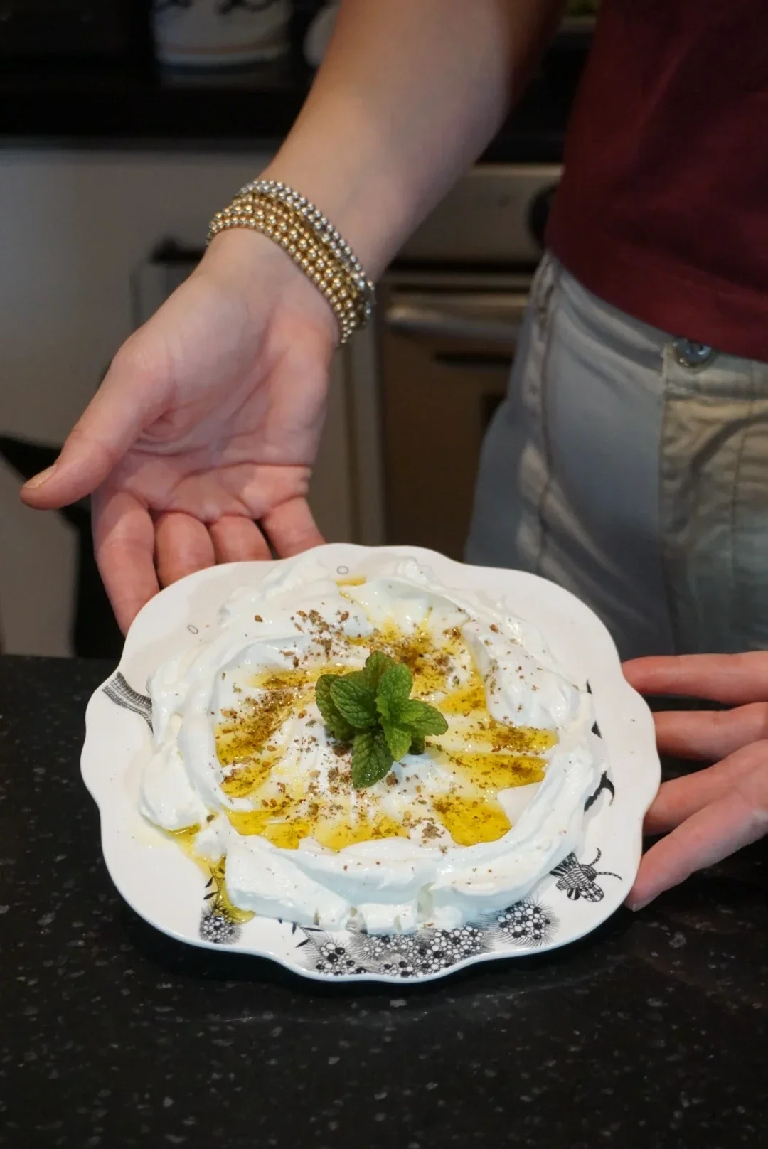 Labneh with Lebanese spicy zaatar sprinkled on top