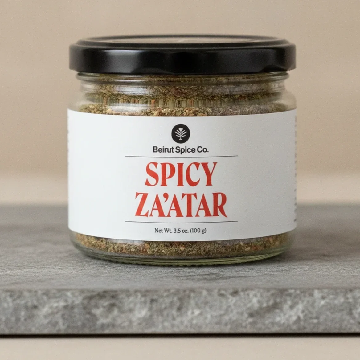 Lebanese zaatar jar with spicy chili flakes