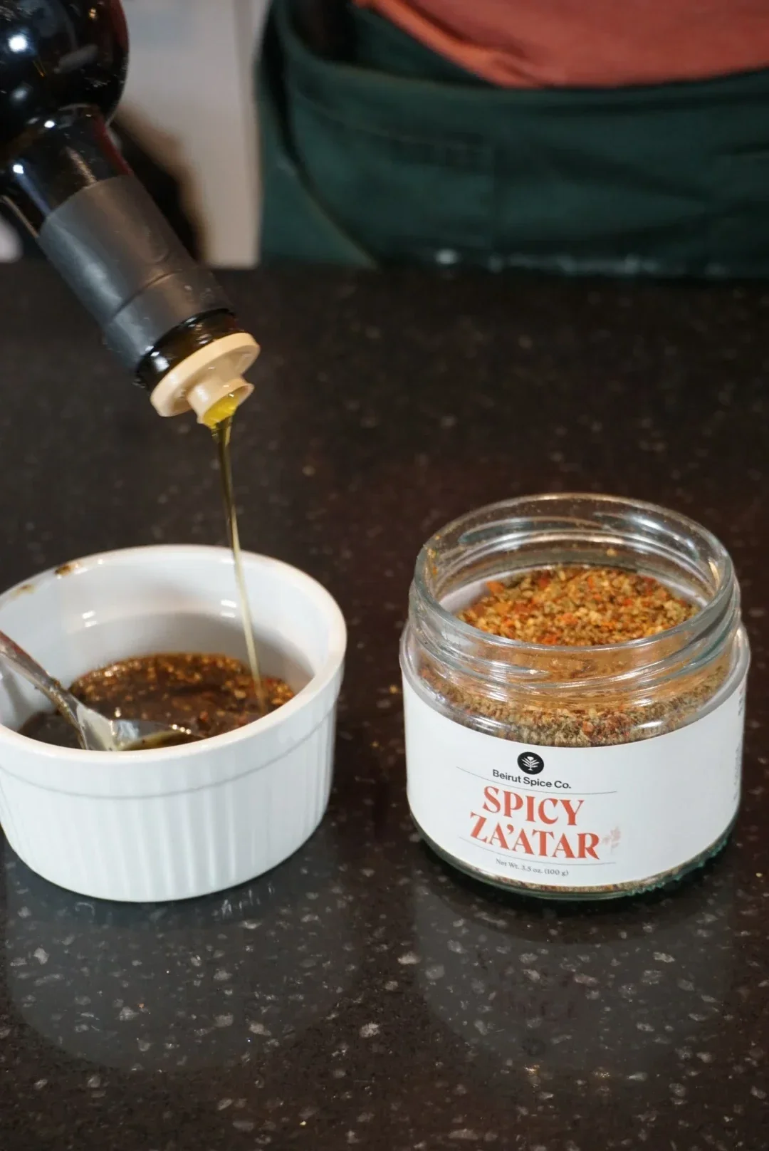 Spicy zaatar mixed with authentic Lebanese olive oil
