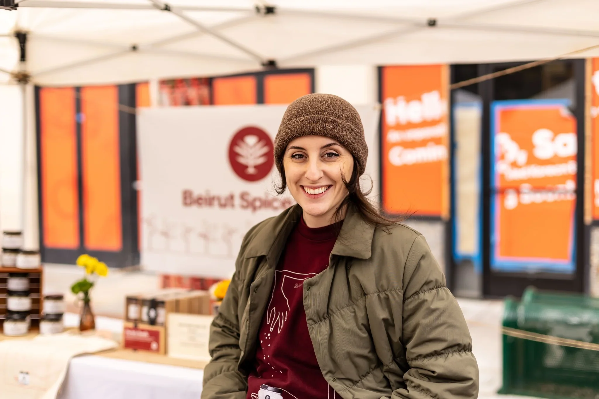 Tina the co-founder of Beirut Spice Co. at a local farmer's market