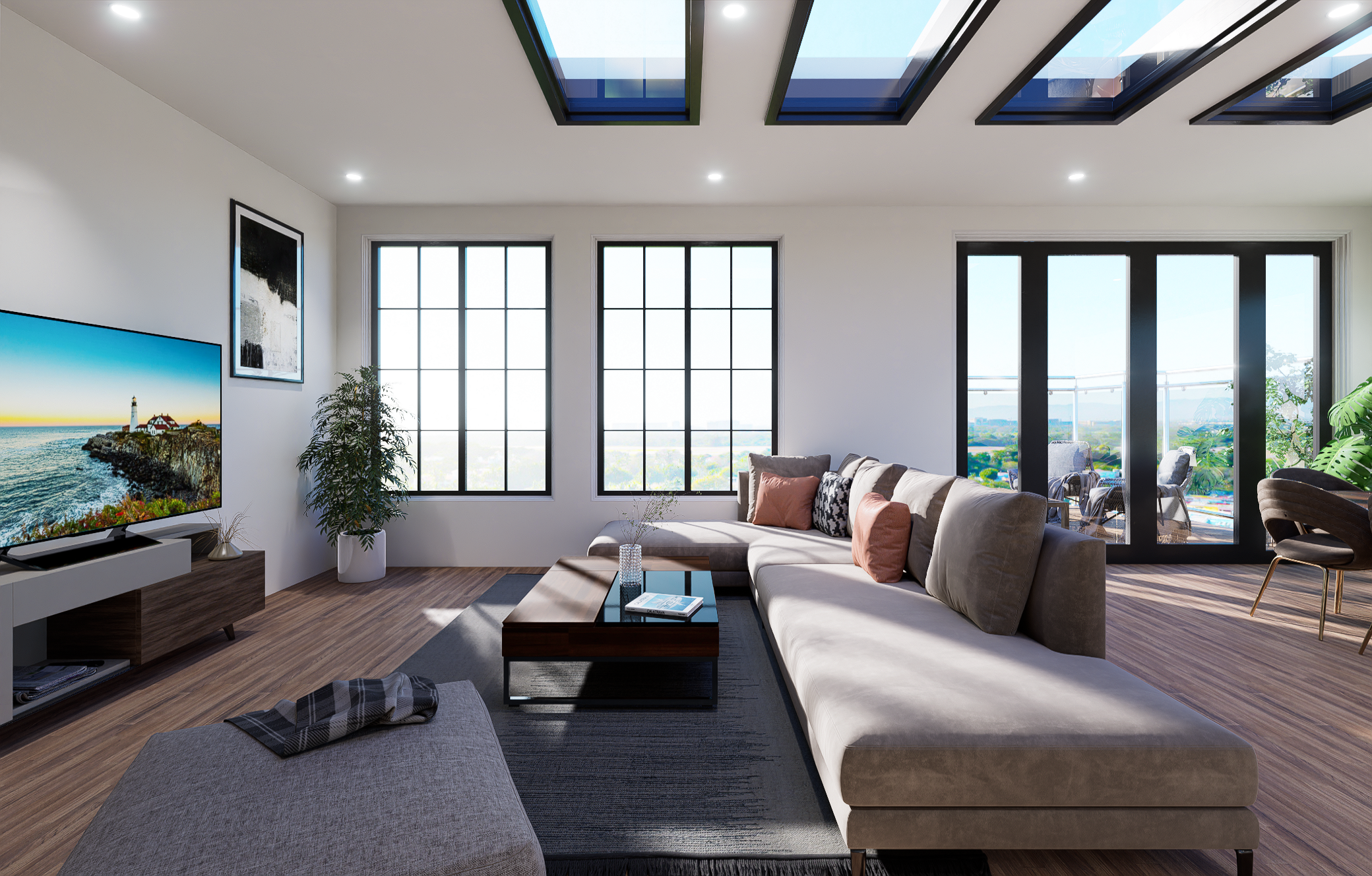 Living room and entertainment area