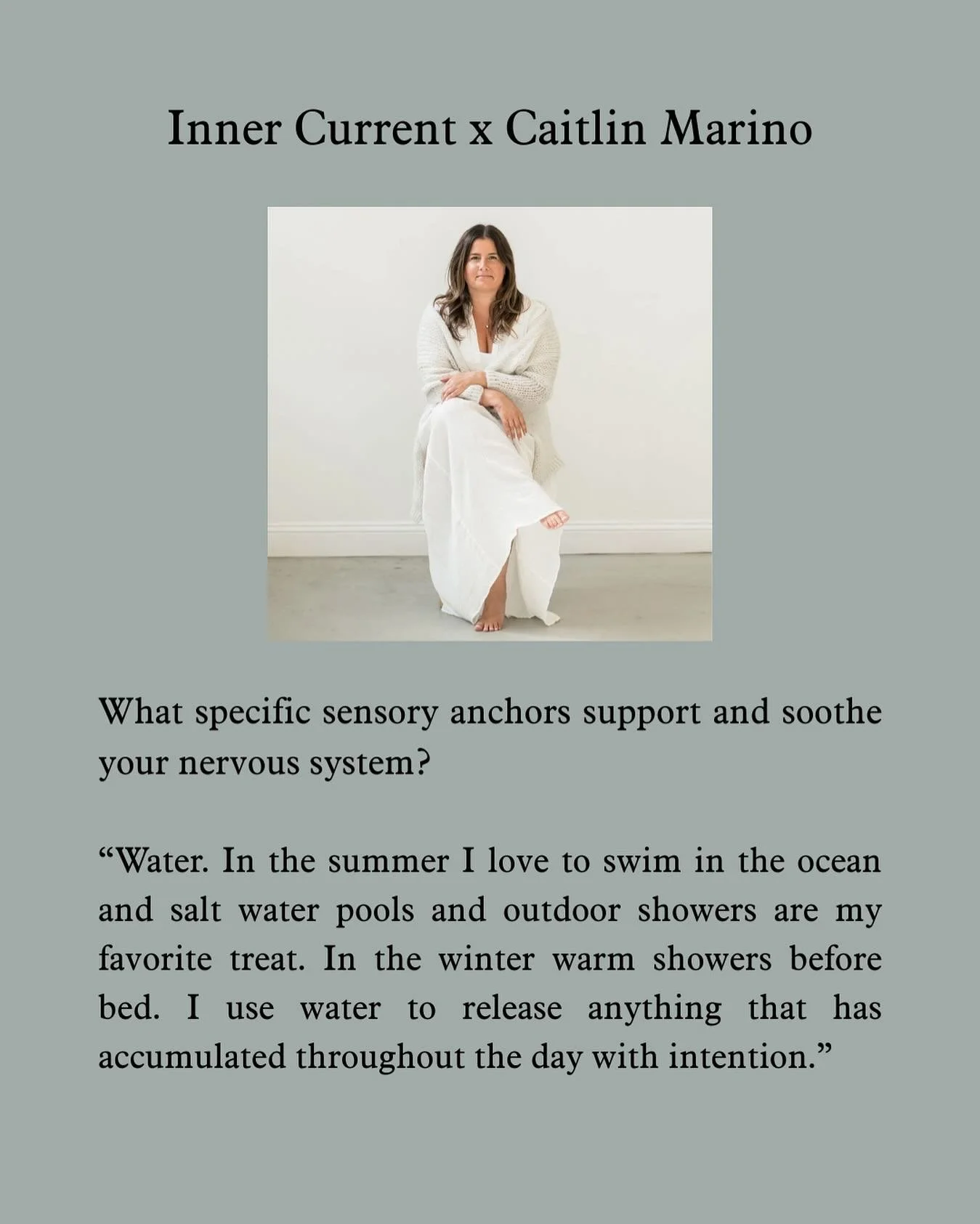 Inner Current x Caitlin Marino

Caitlin is an internationally recognized integrative wellness practitioner who relies on her discernment, intuition and depth of knowledge to craft personalized virtual sessions. She practices with integrity and pure i