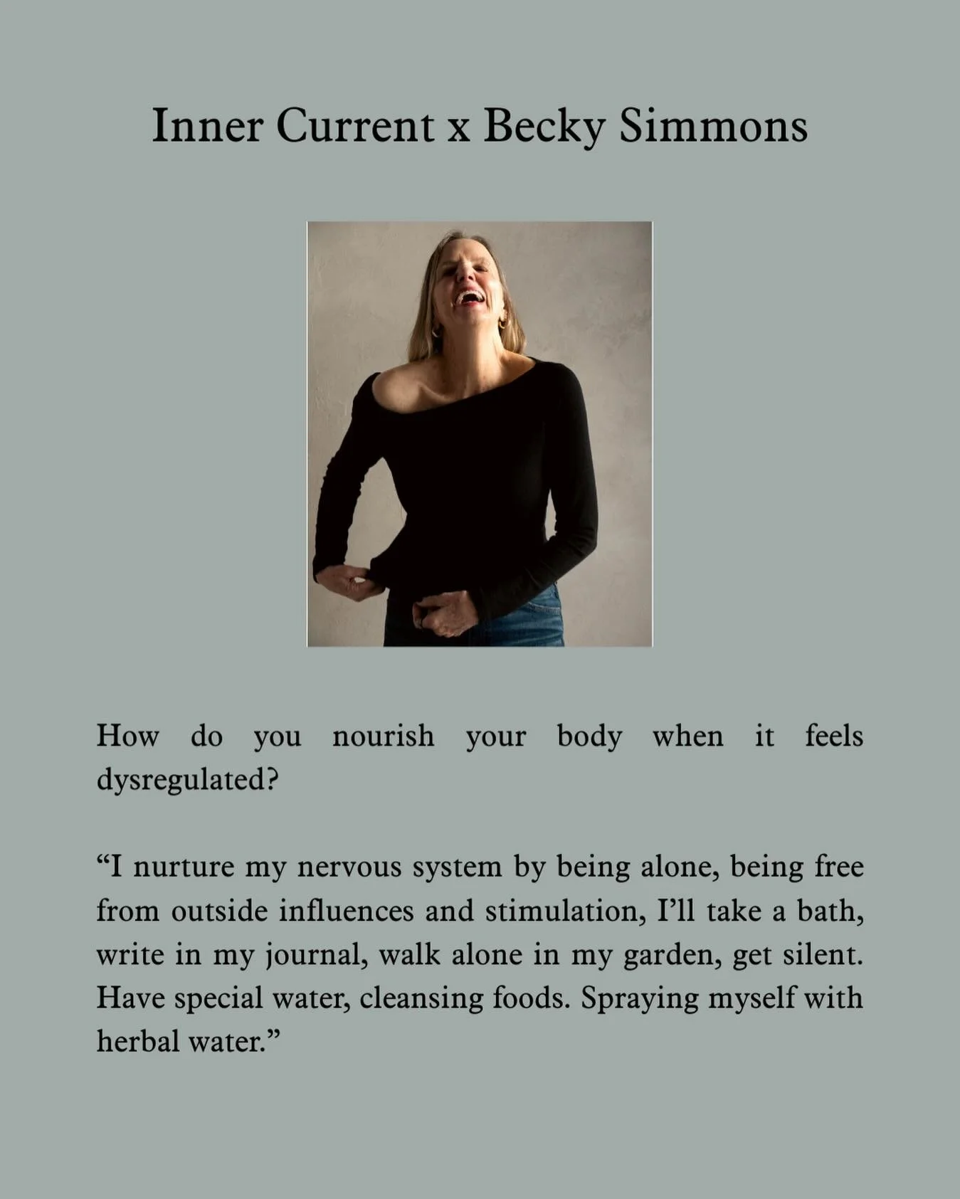 Inner Current x Becky Simmons

I love following Becky! She&rsquo;s a fellow esthetician and radiates so much joy and positivity. Every interaction with her leaves me feeling happy, and I&rsquo;m certain her clients feel the warmth and care.

Read mor