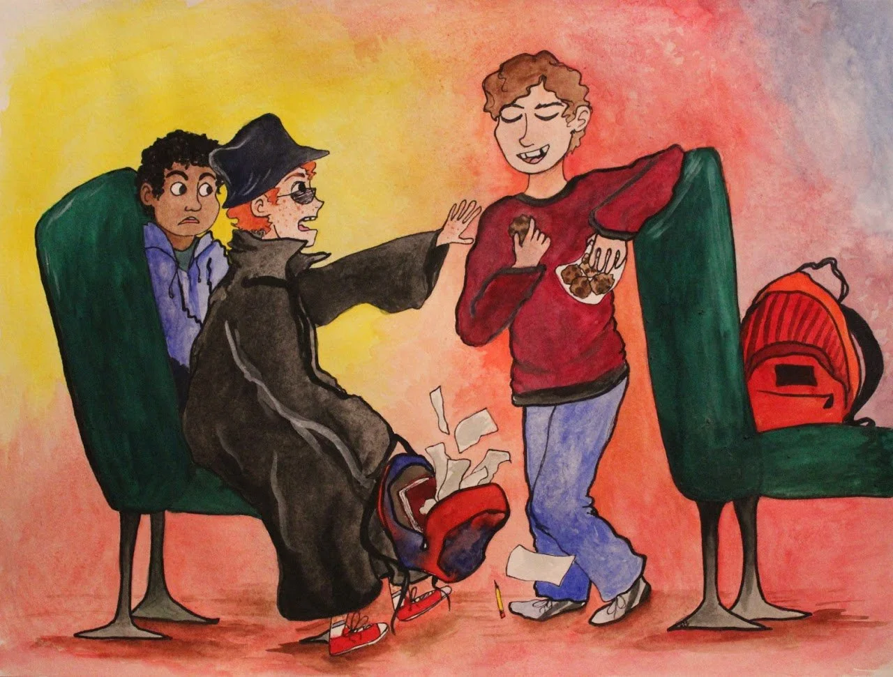 Artwork for "The Bully Buster" - Written by Valerie Collins. 2018. Watercolor and Ink on Paper.