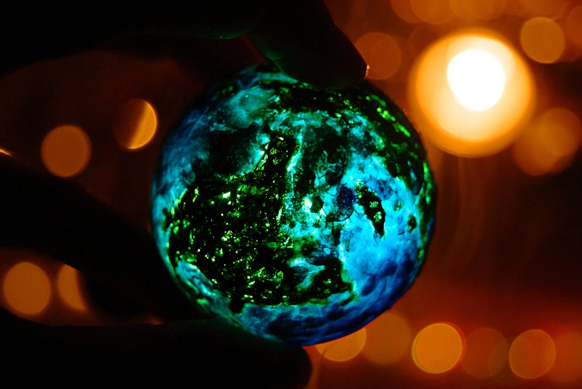 Hand Painted Lightbulb to Look Like Earth