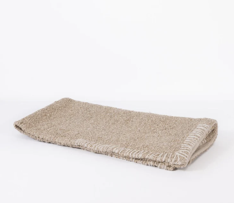 Zayra Bathmat Natural with Ivory Hand Stitch