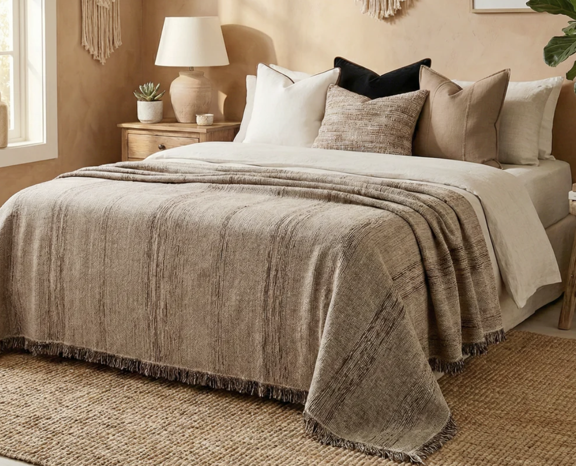 Aurelia Linen Cotton Heavyweight Jacquard Bed Cover