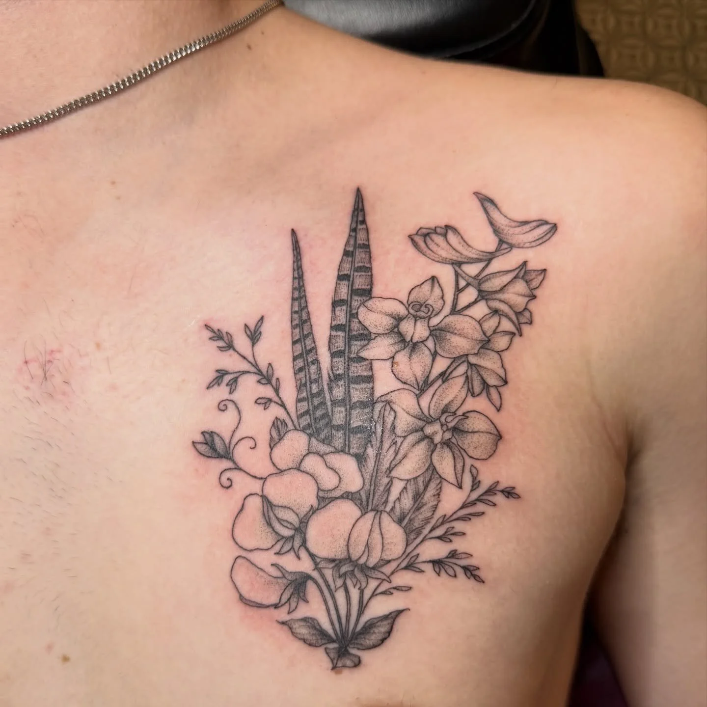 Meaningful chest tattoo to celebrate this client&rsquo;s family. Thanks! I&rsquo;m taking this week off for the holidays and my birthday (yes, I&rsquo;m a Christmas baby) so I&rsquo;m going to my best not to work. Please know I&rsquo;m not ignoring y