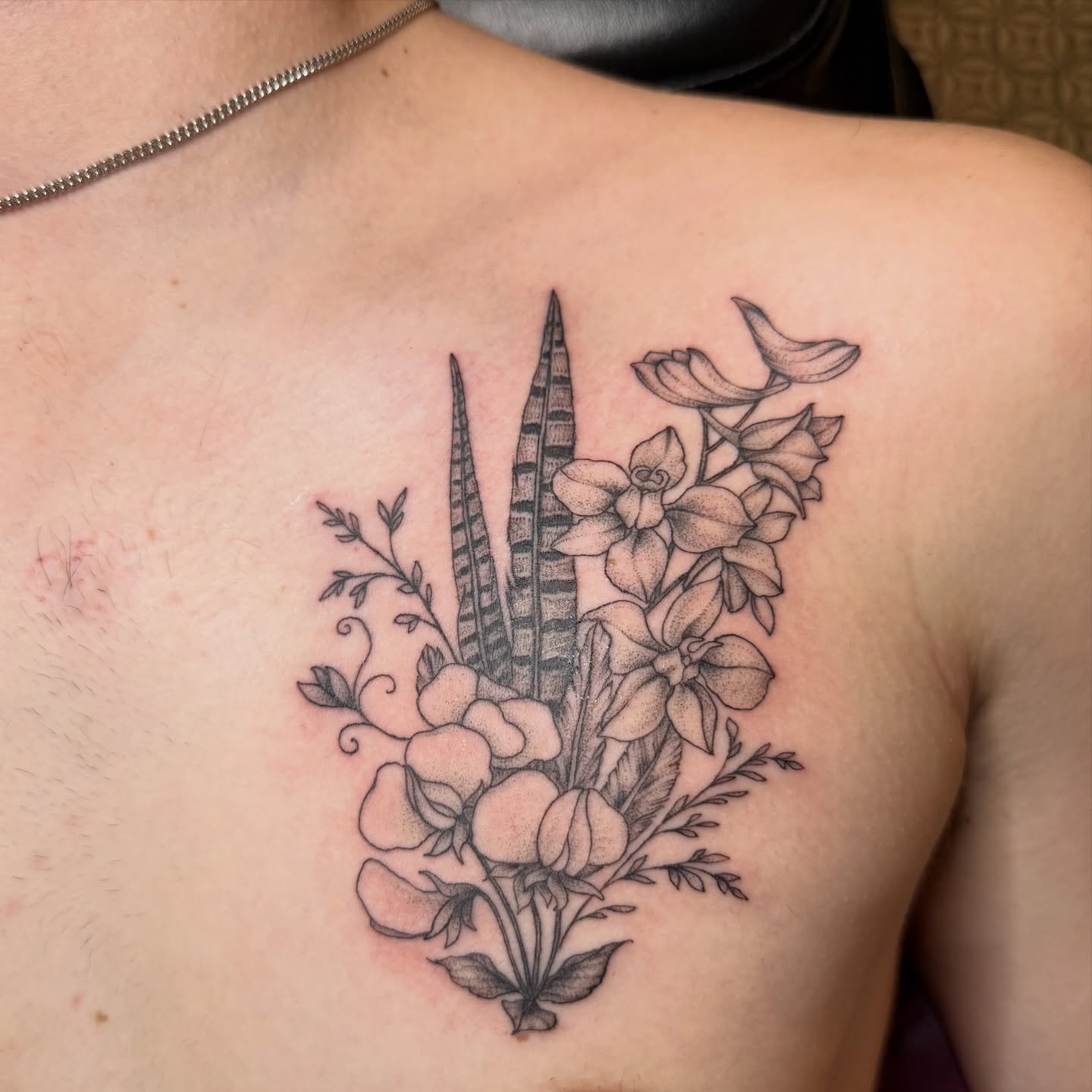 Meaningful chest tattoo to celebrate this client&rsquo;s family. Thanks! I&rsquo;m taking this week off for the holidays and my birthday (yes, I&rsquo;m a Christmas baby) so I&rsquo;m going to my best not to work. Please know I&rsquo;m not ignoring y