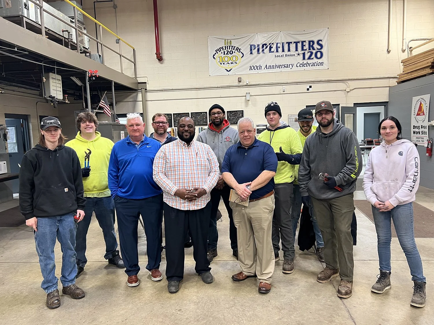 State Representative Darnell Brewer visits the Local 120 Training Center. — Pipefitters Local 120