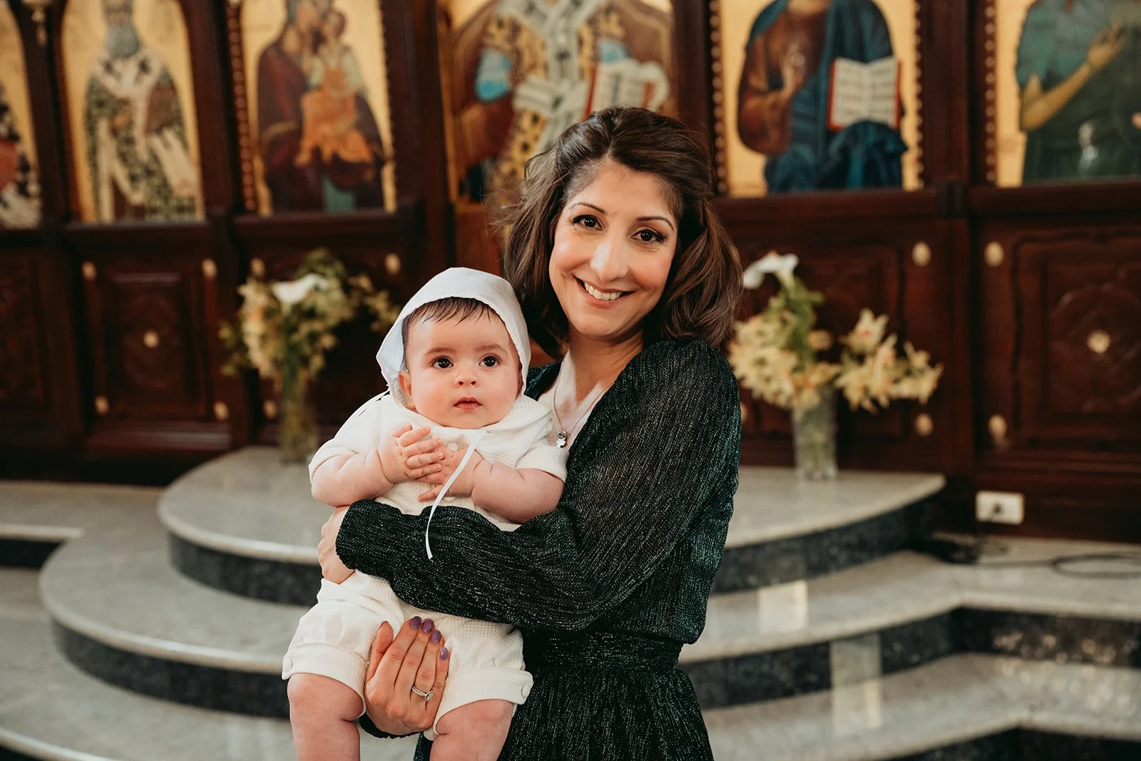 Mother and Baby at Christening and Baptism at St Athanasios Greek Orthodox Parish of Springvale, Melbourne