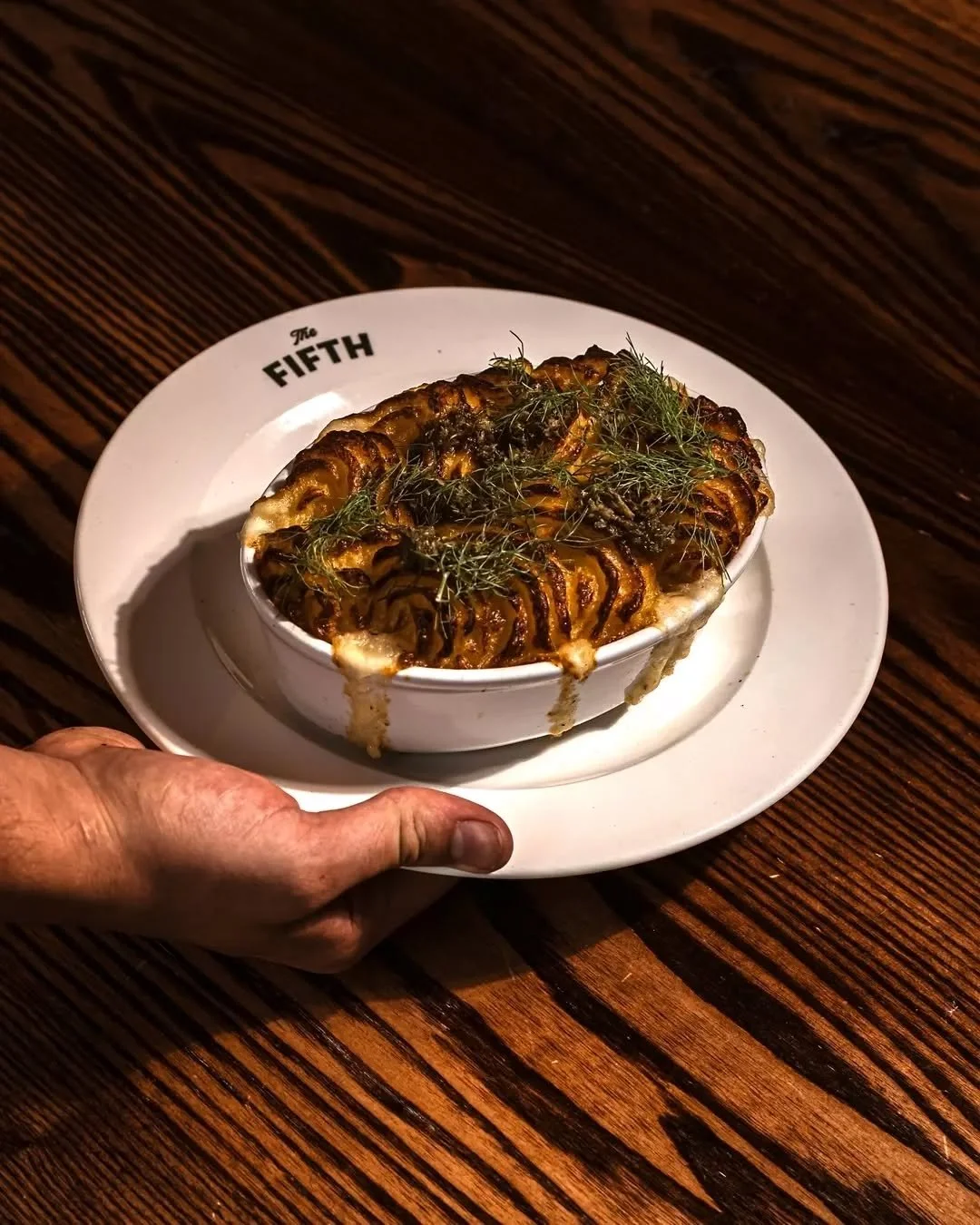 Seafood pie.

Fresh fish, mussels and clam chowder. Gratinated mash.

Comfort with a bit of lift. Like something your ma would make.

The Fifth Province, open until late seven days.