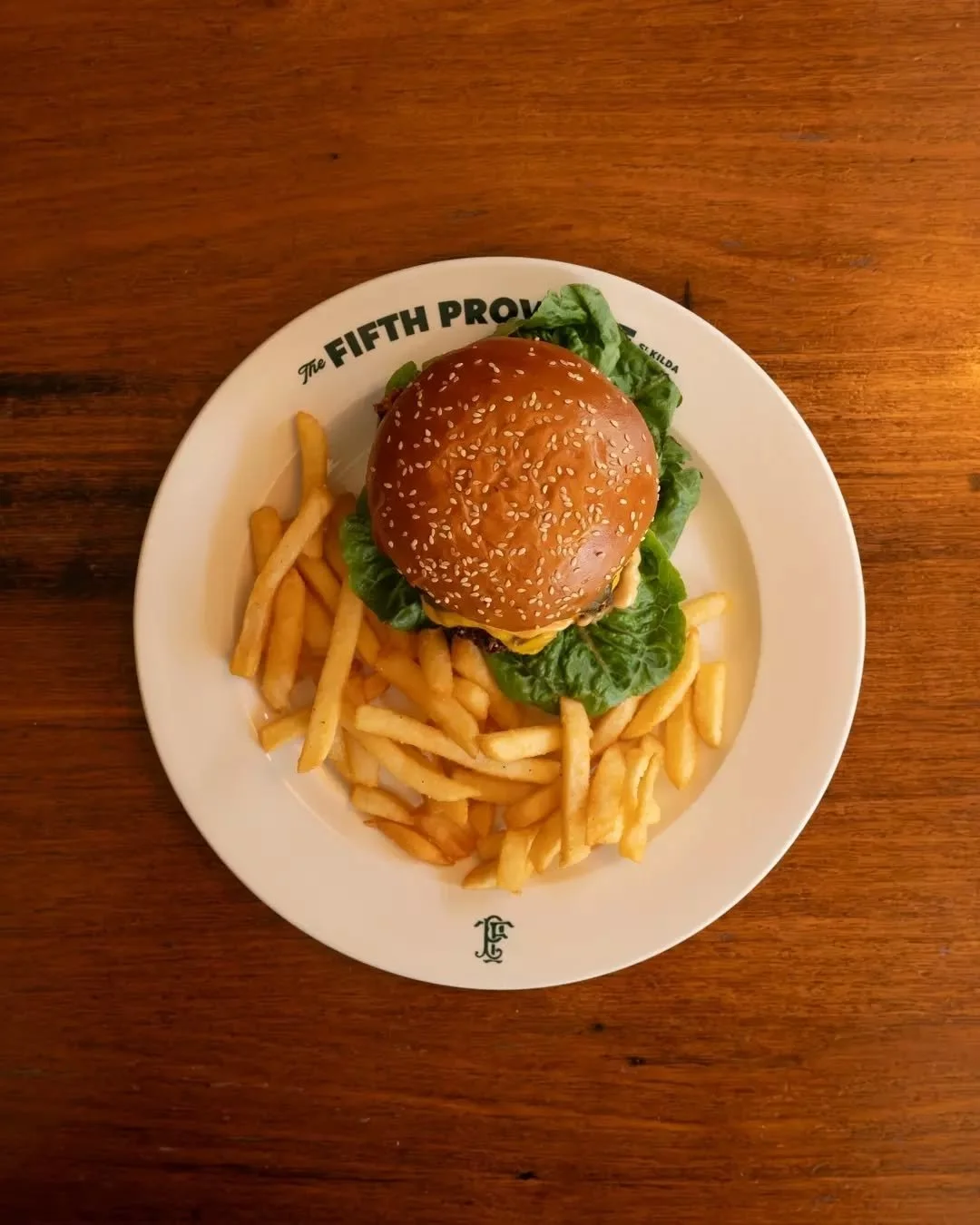 Wednesdays are Burger Day at The Fifth.

Flame-grilled wagyu. Secret burger sauce. An obligatory dill pickle.

$22 with chips. Best paired with a pint of something ice cold and wet.

Make it part of your ritual. Reserve your table, head to the link i