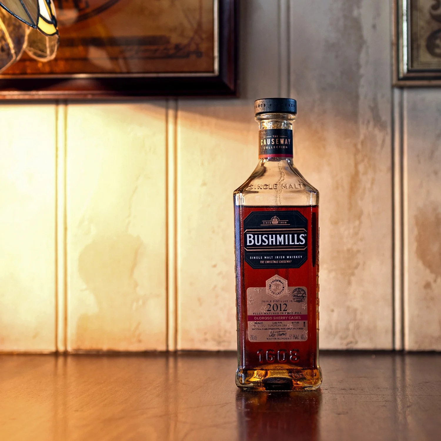 glass whiskey bottle for Bushmills 2012